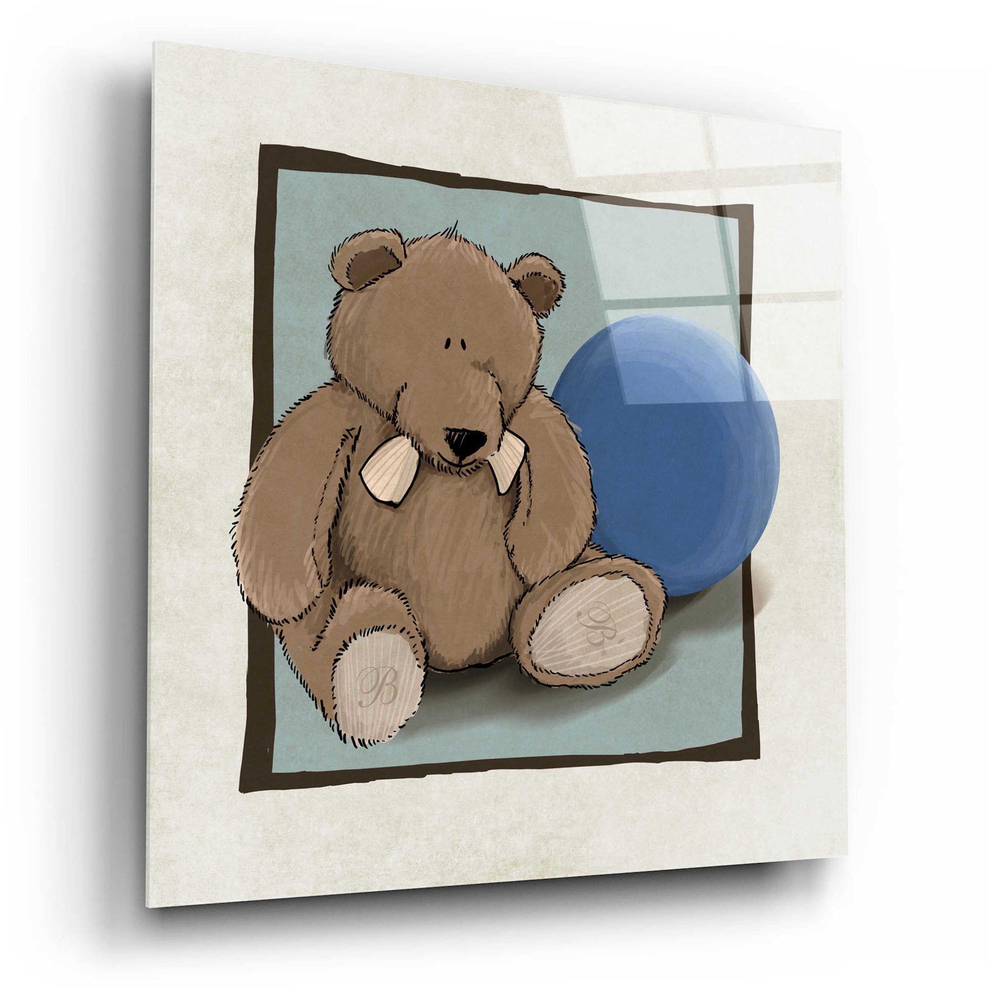 Epic Art 'Teddy Bear and Ball' by GraphINC, Acrylic Glass Wall Art,12x12