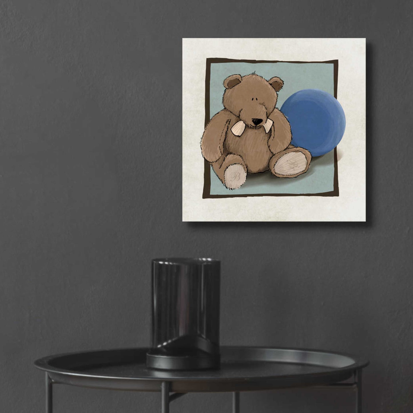 Epic Art 'Teddy Bear and Ball' by GraphINC, Acrylic Glass Wall Art,12x12