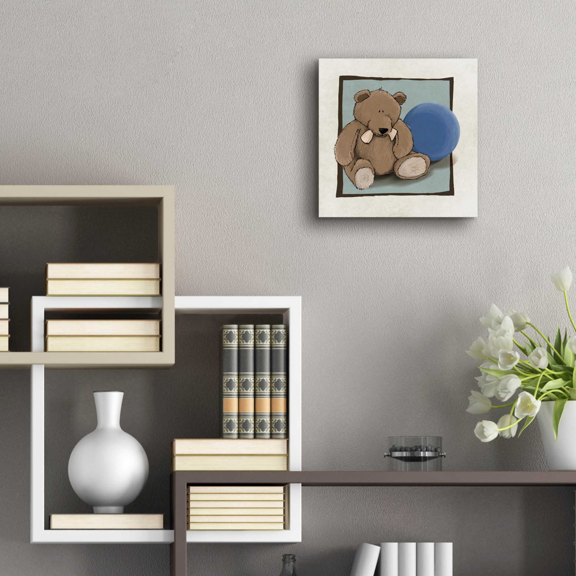 Epic Art 'Teddy Bear and Ball' by GraphINC, Acrylic Glass Wall Art,12x12