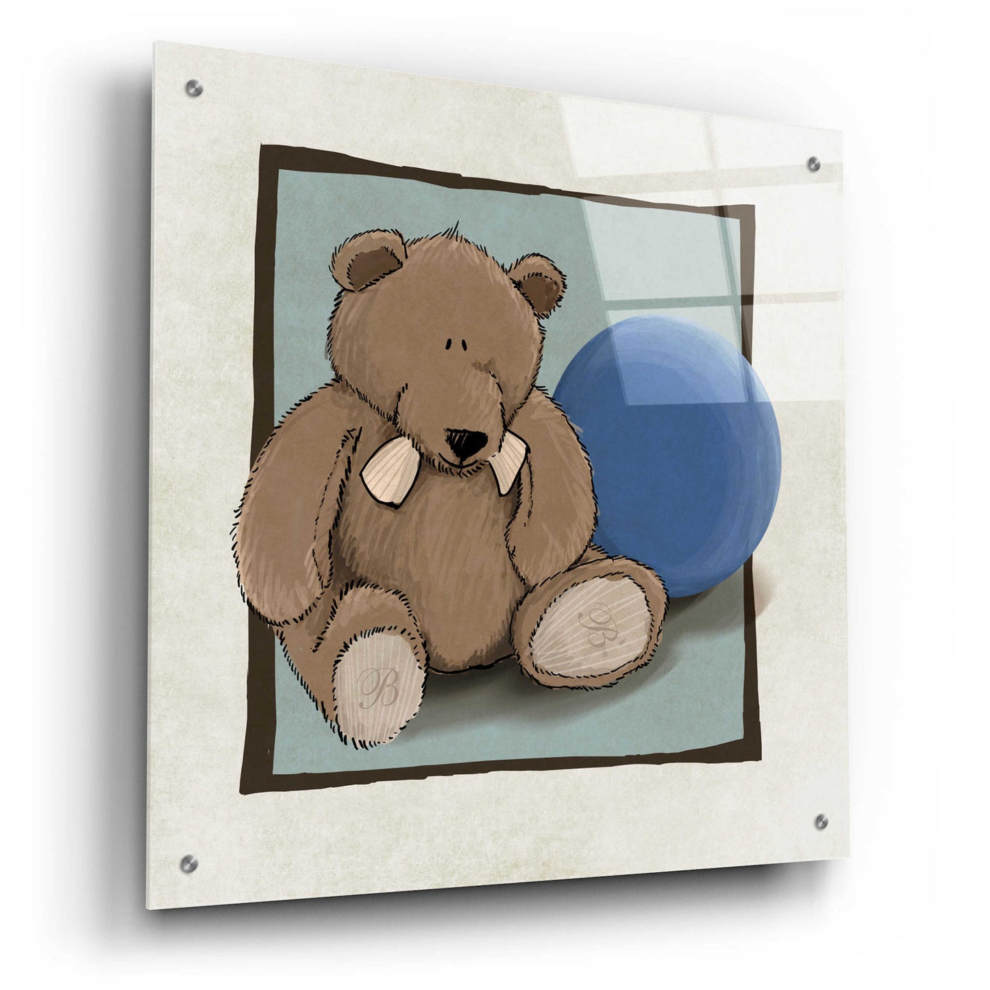 Epic Art 'Teddy Bear and Ball' by GraphINC, Acrylic Glass Wall Art,24x24