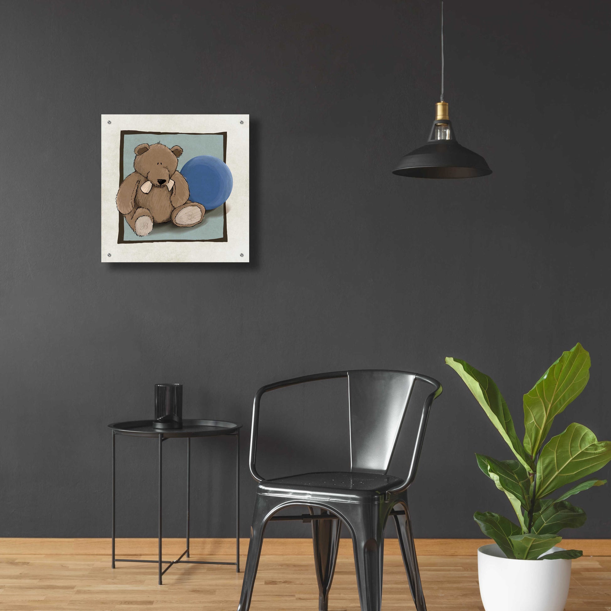 Epic Art 'Teddy Bear and Ball' by GraphINC, Acrylic Glass Wall Art,24x24