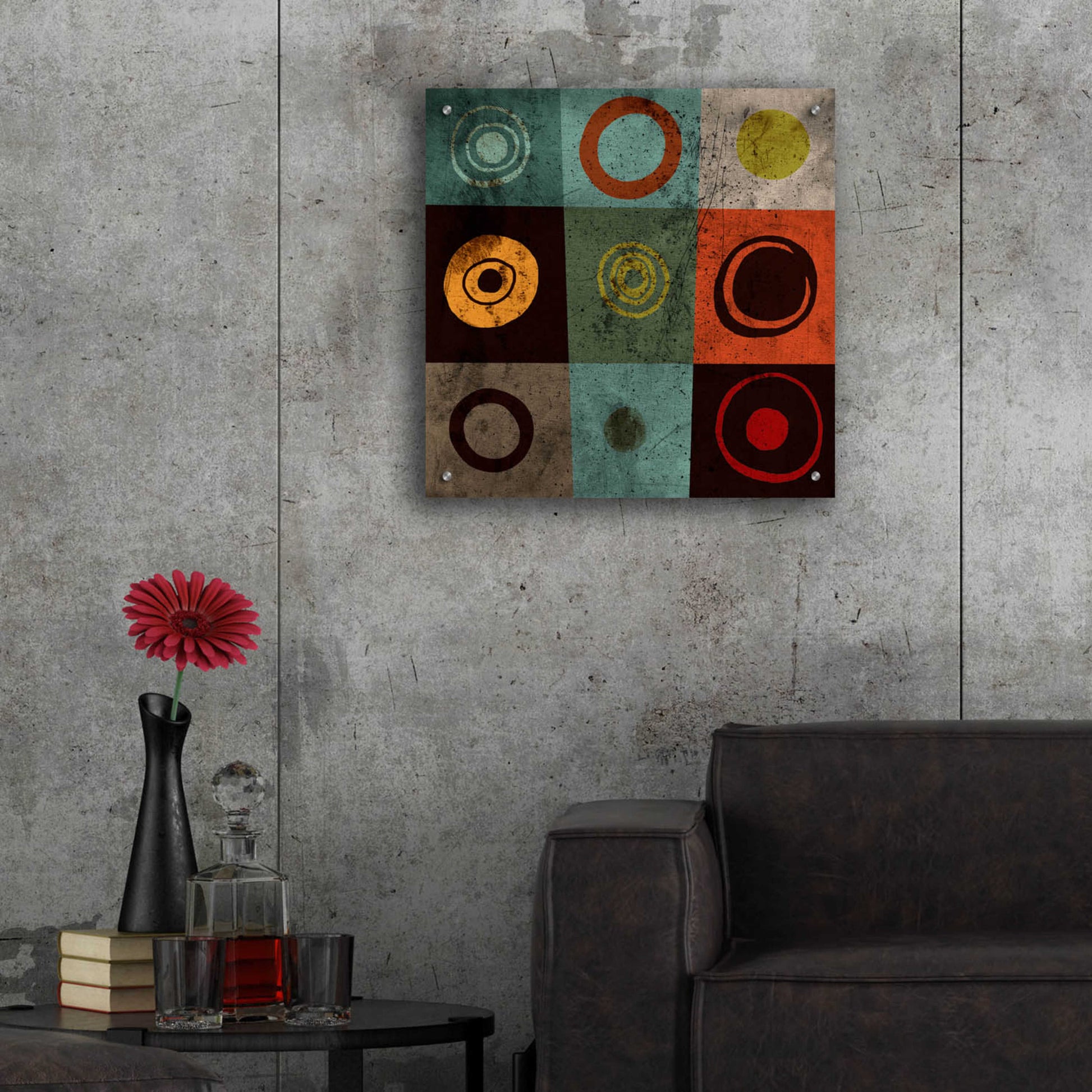 Epic Art 'Tiles Circles' by GraphINC, Acrylic Glass Wall Art,24x24