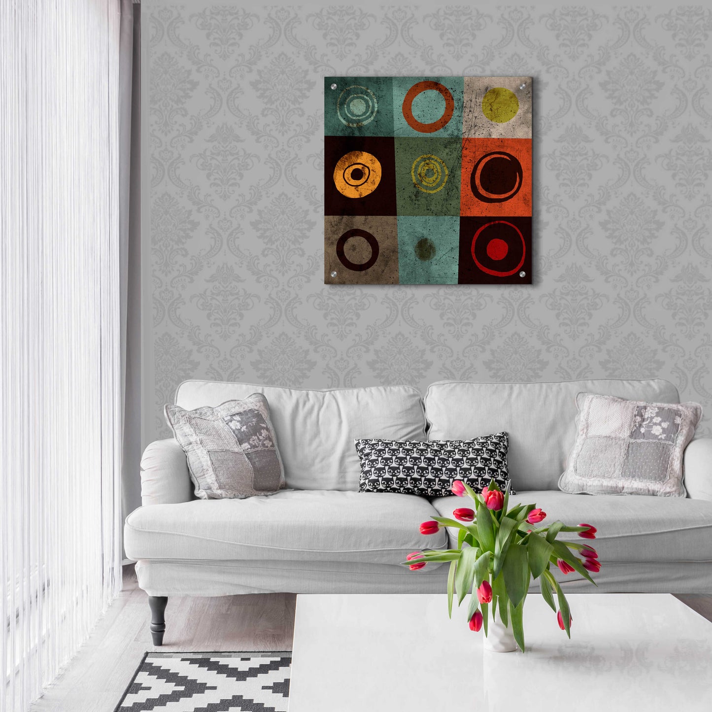 Epic Art 'Tiles Circles' by GraphINC, Acrylic Glass Wall Art,24x24