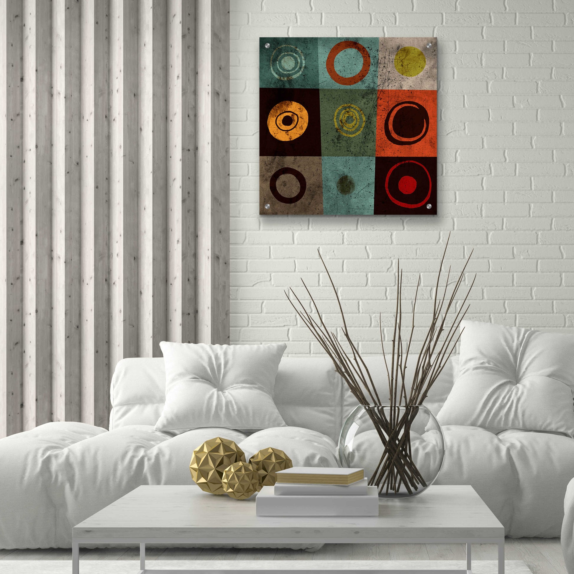 Epic Art 'Tiles Circles' by GraphINC, Acrylic Glass Wall Art,24x24