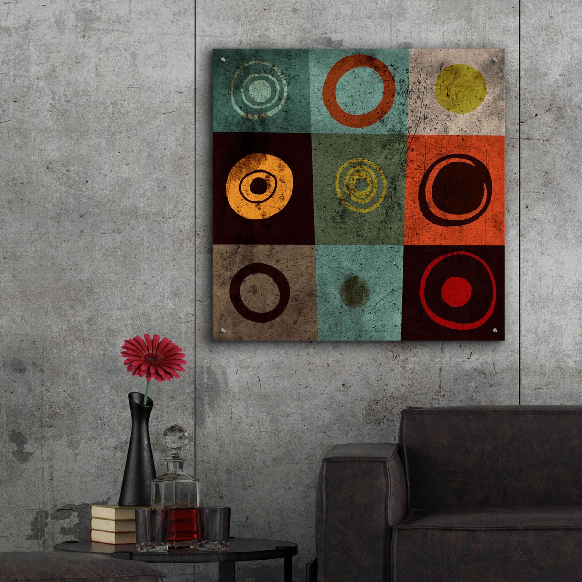 Epic Art 'Tiles Circles' by GraphINC, Acrylic Glass Wall Art,36x36