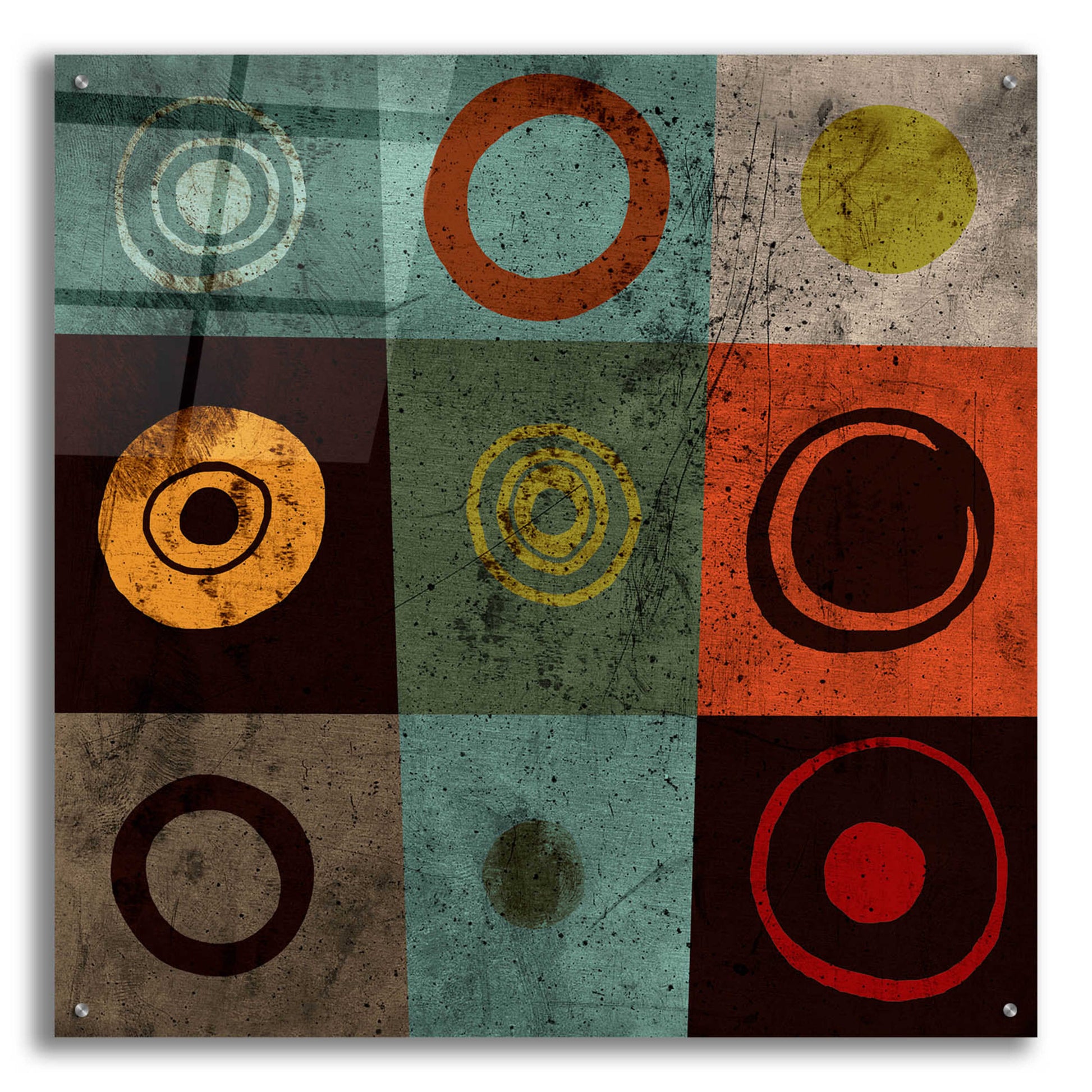 Epic Art 'Tiles Circles' by GraphINC, Acrylic Glass Wall Art,36x36