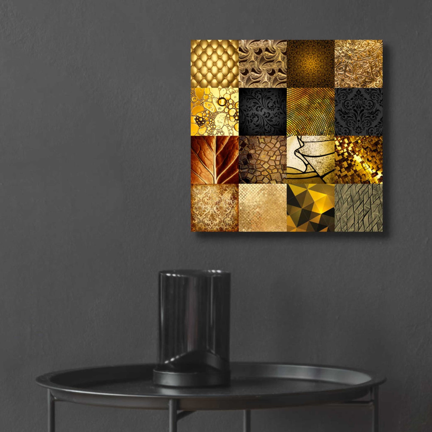 Epic Art 'Tiles Decor Gold' by GraphINC, Acrylic Glass Wall Art,12x12