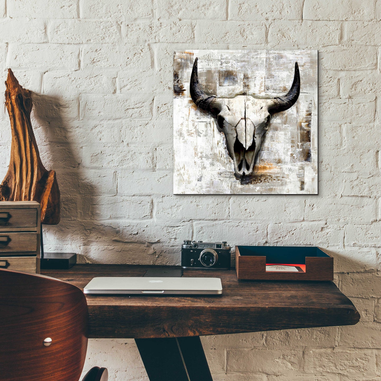 Epic Art 'White Cowskull' by GraphINC, Acrylic Glass Wall Art,12x12