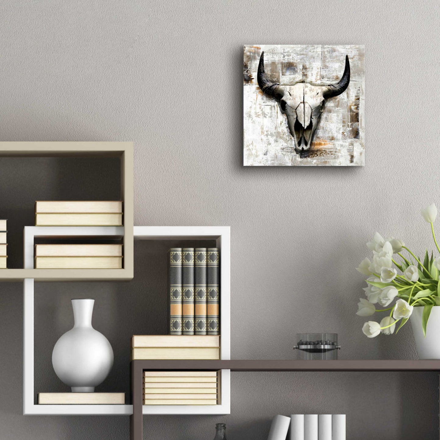 Epic Art 'White Cowskull' by GraphINC, Acrylic Glass Wall Art,12x12