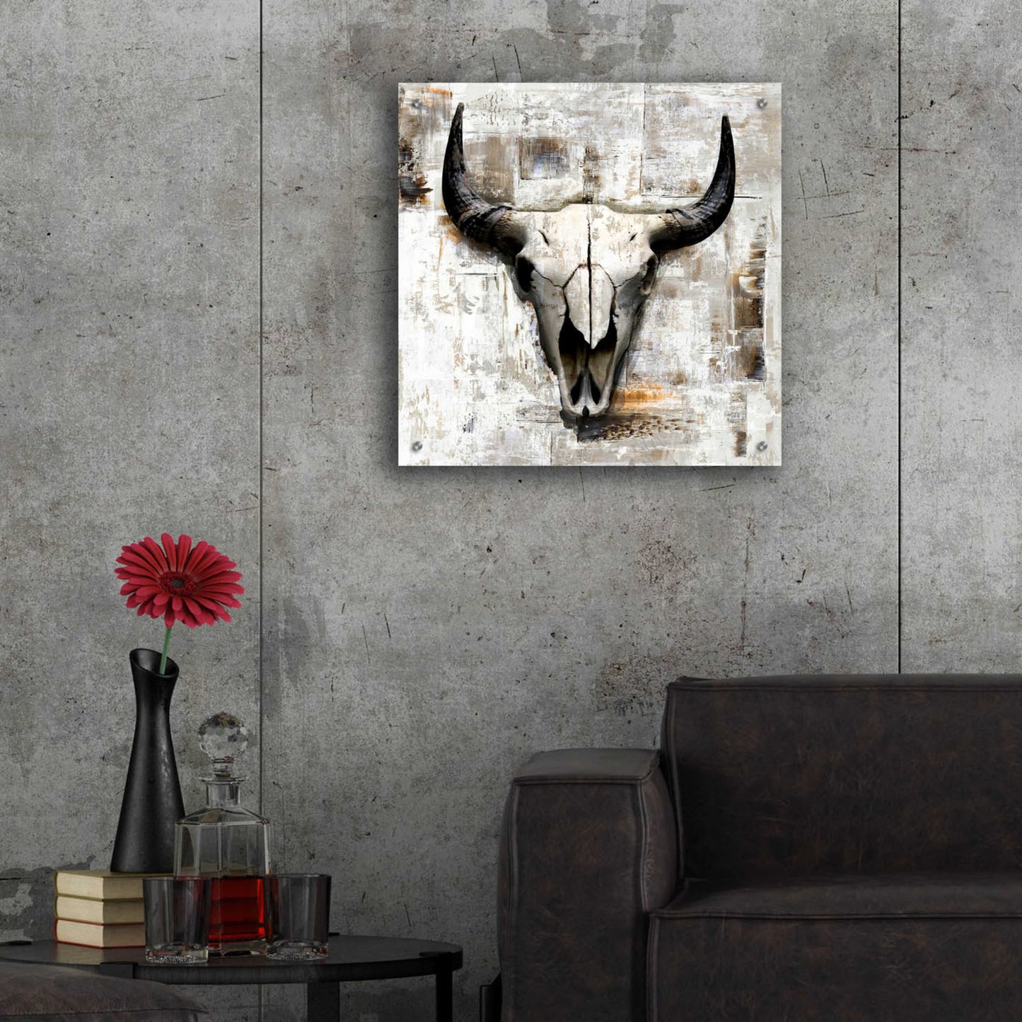 Epic Art 'White Cowskull' by GraphINC, Acrylic Glass Wall Art,24x24