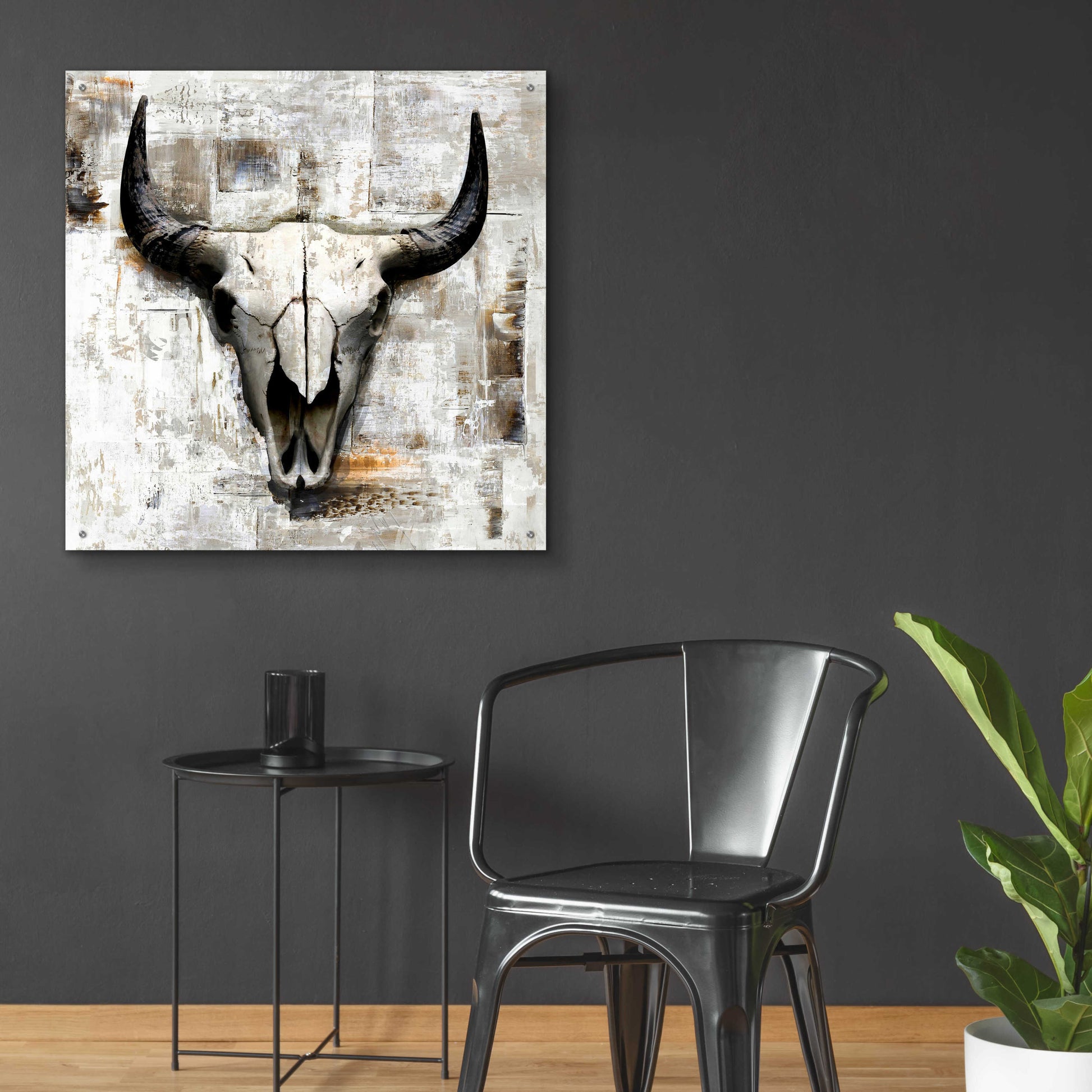 Epic Art 'White Cowskull' by GraphINC, Acrylic Glass Wall Art,36x36