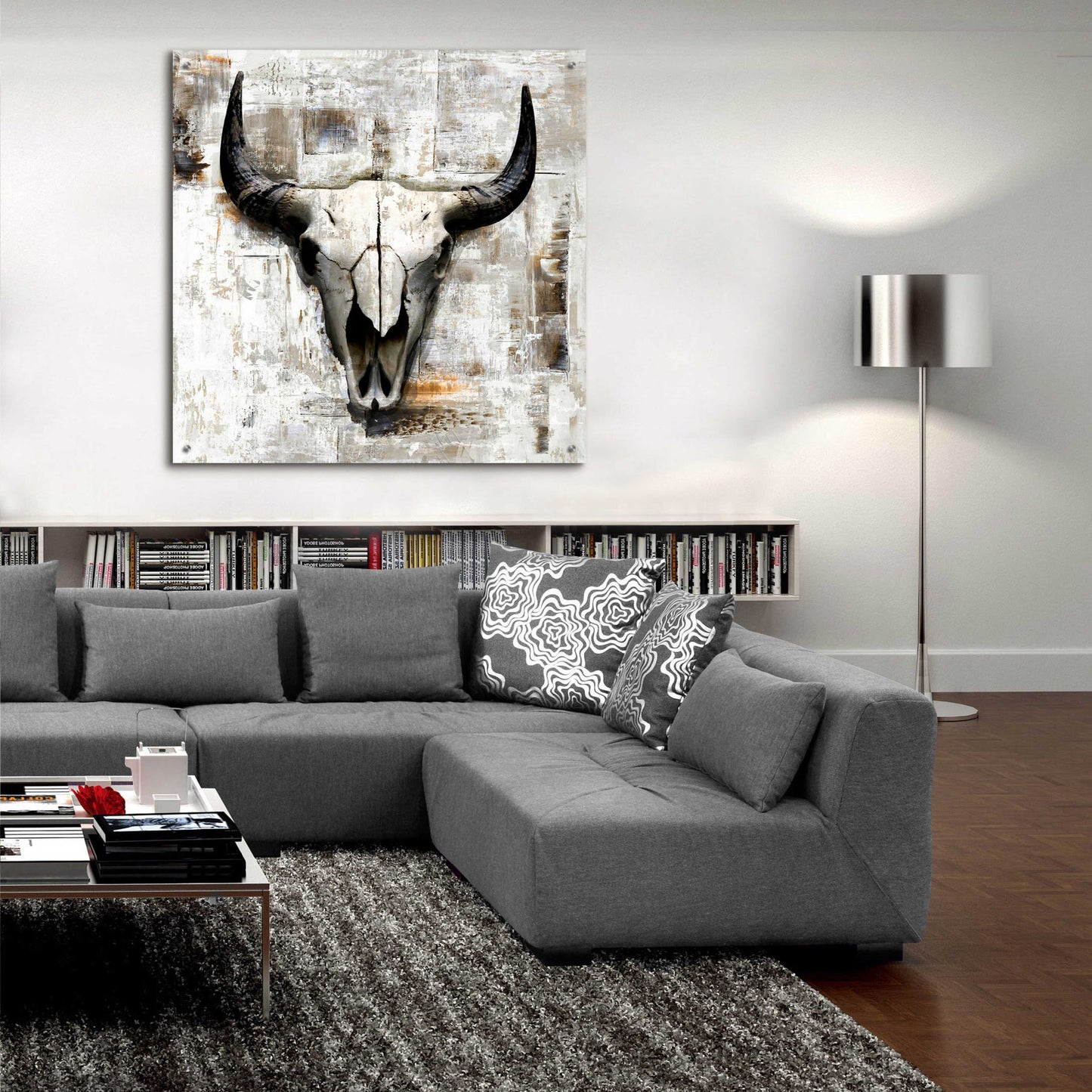 Epic Art 'White Cowskull' by GraphINC, Acrylic Glass Wall Art,36x36