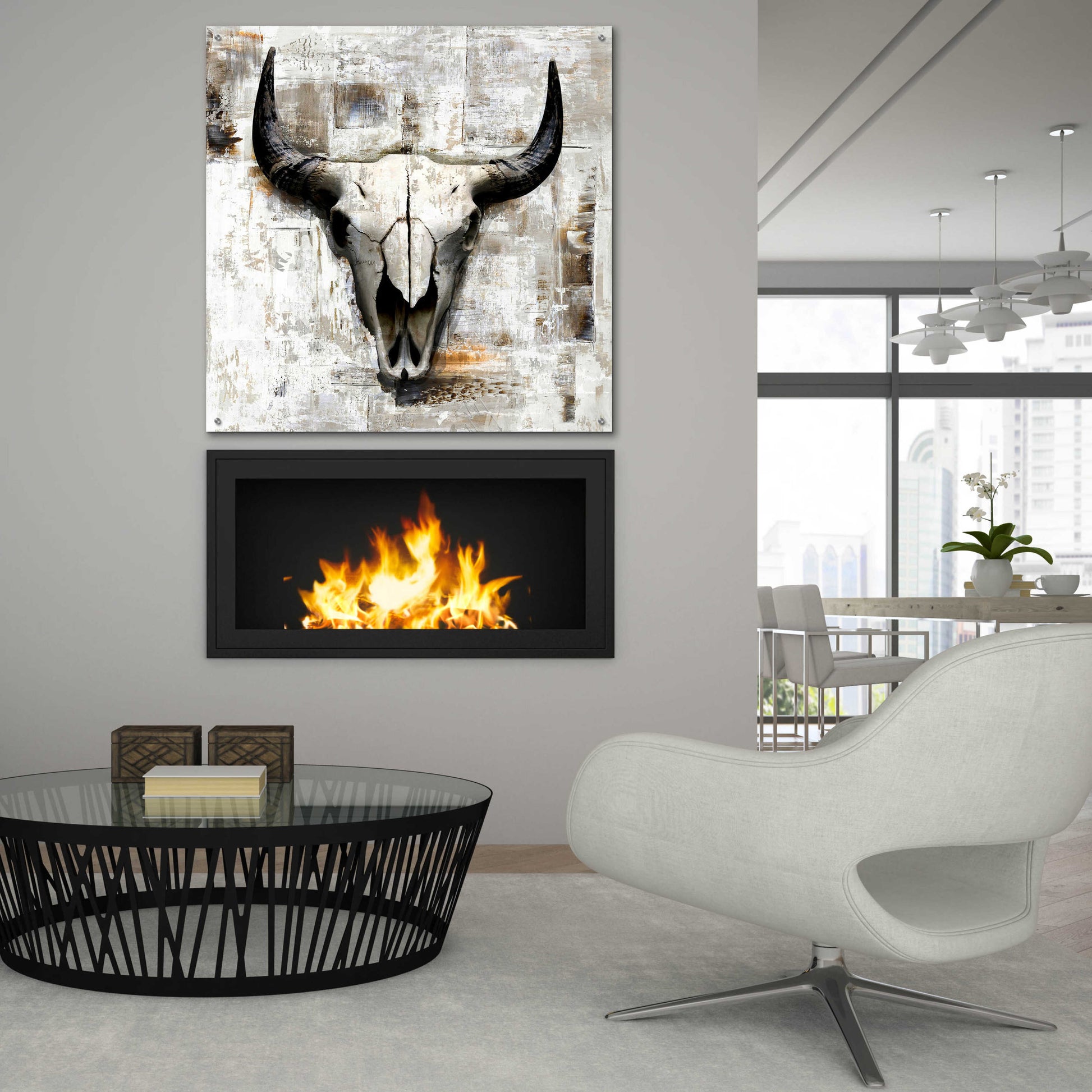 Epic Art 'White Cowskull' by GraphINC, Acrylic Glass Wall Art,36x36