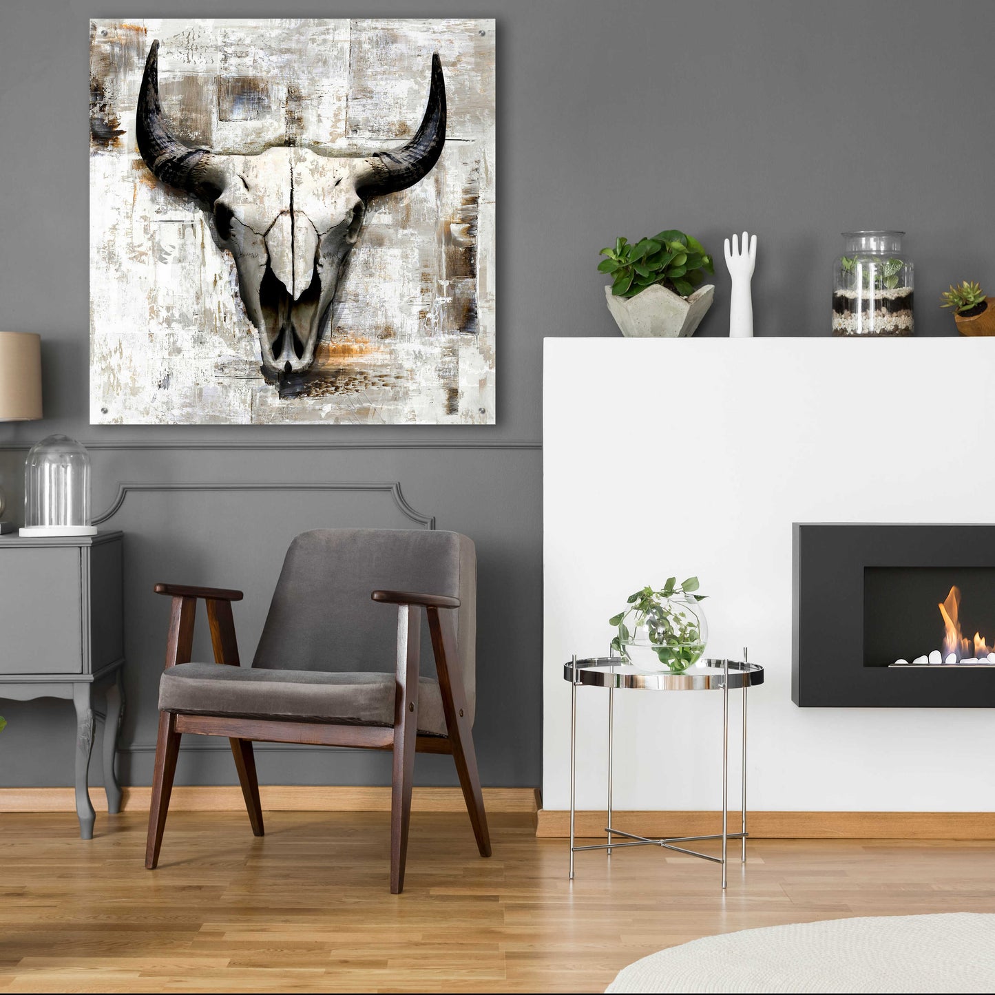 Epic Art 'White Cowskull' by GraphINC, Acrylic Glass Wall Art,36x36