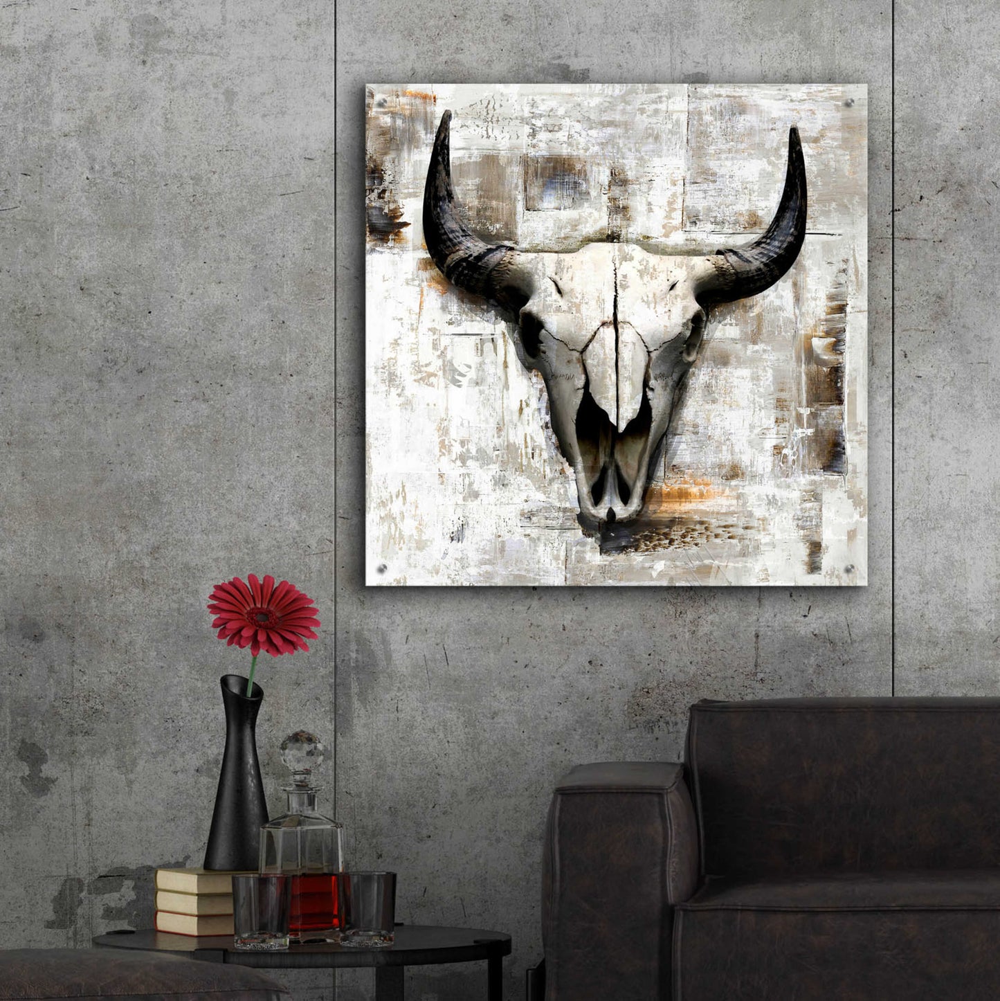 Epic Art 'White Cowskull' by GraphINC, Acrylic Glass Wall Art,36x36