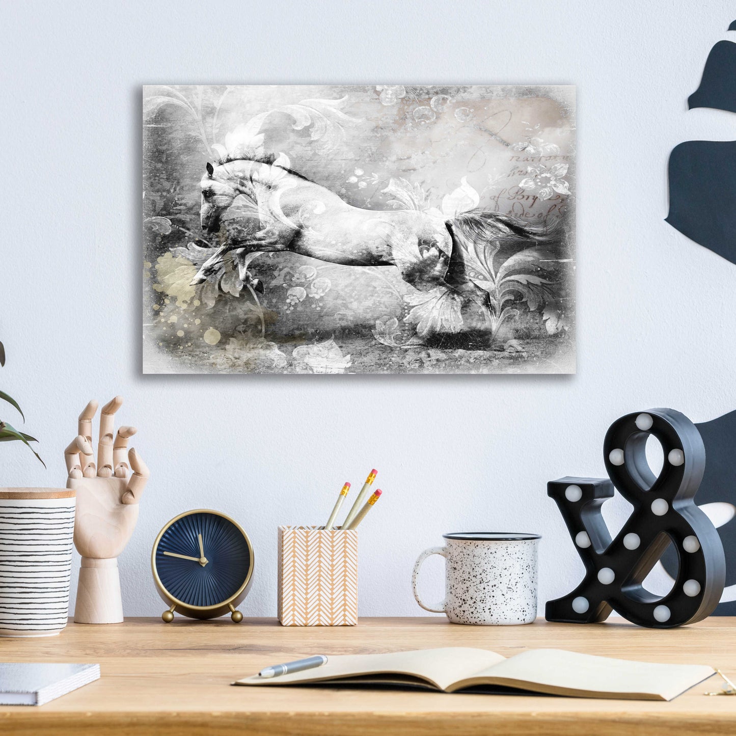 Epic Art 'White Horse' by GraphINC, Acrylic Glass Wall Art,16x12