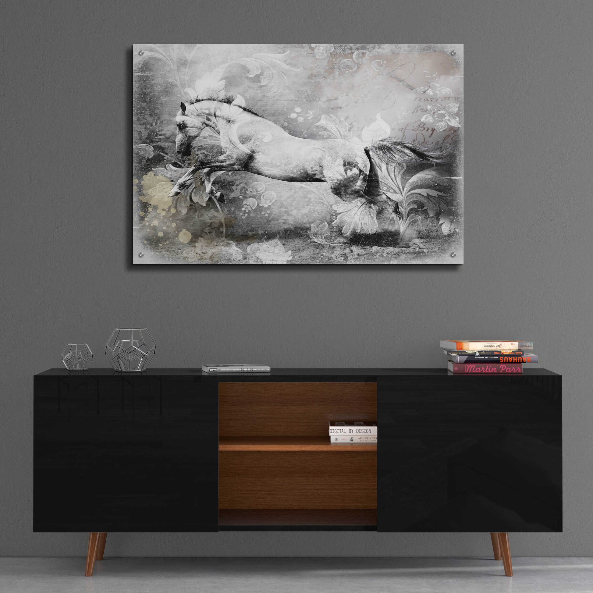 Epic Art 'White Horse' by GraphINC, Acrylic Glass Wall Art,36x24