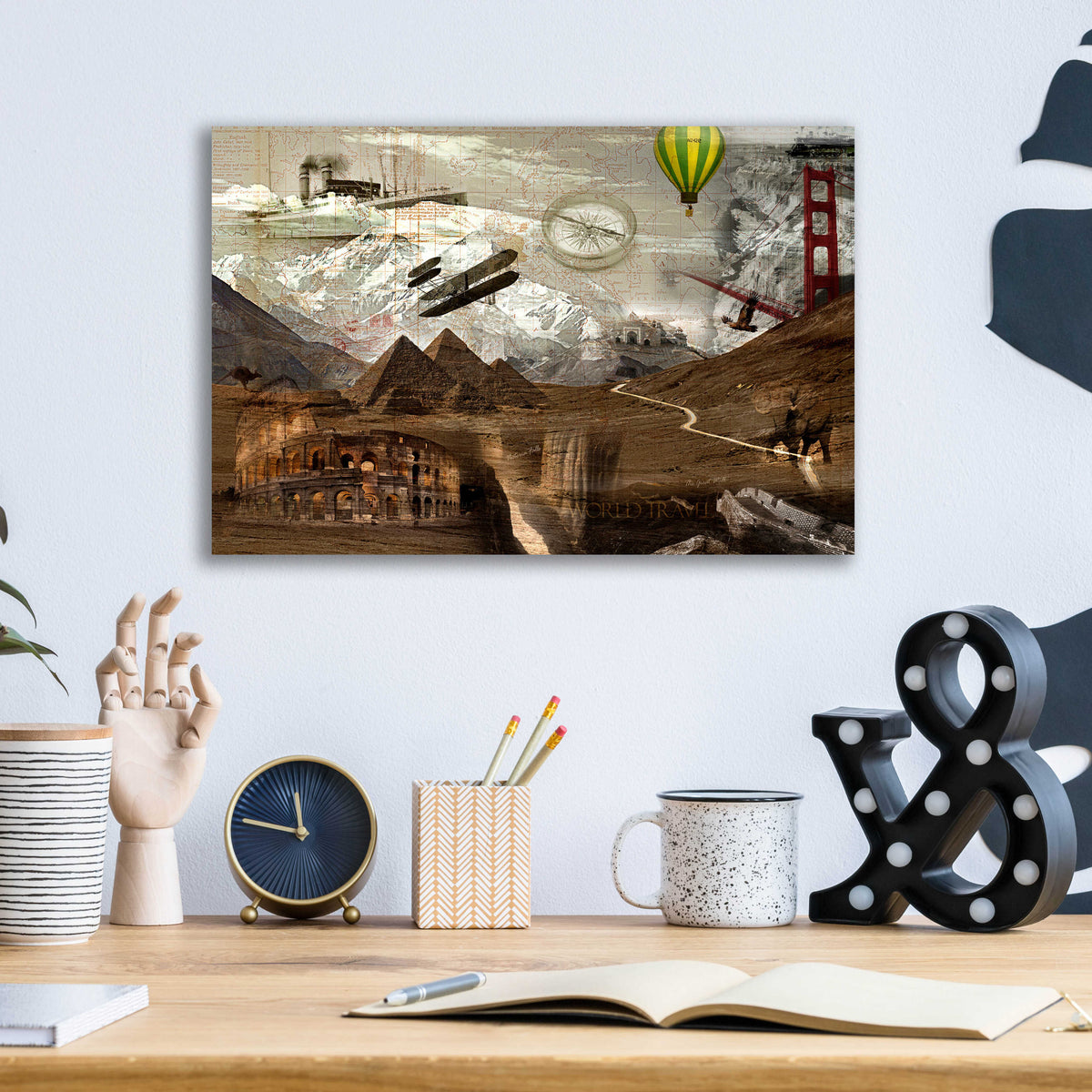 Epic Art 'World Travel' by GraphINC, Acrylic Glass Wall Art,16x12