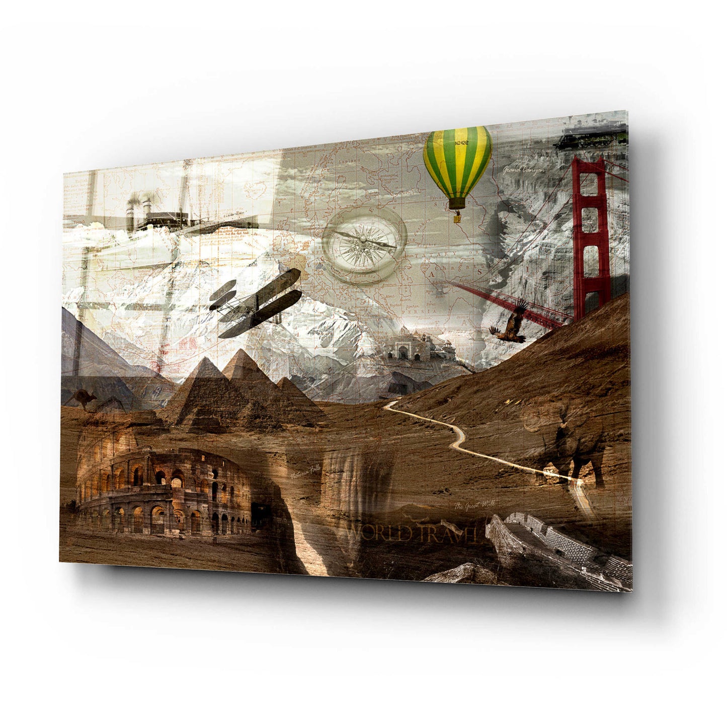 Epic Art 'World Travel' by GraphINC, Acrylic Glass Wall Art,24x16