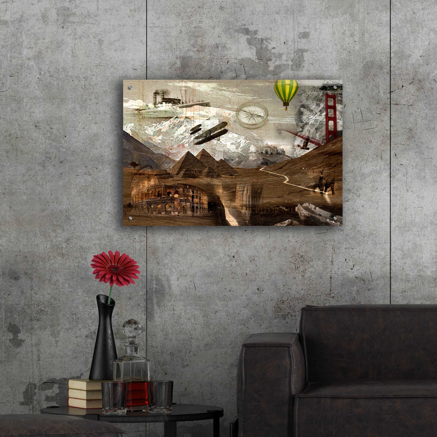 Epic Art 'World Travel' by GraphINC, Acrylic Glass Wall Art,36x24