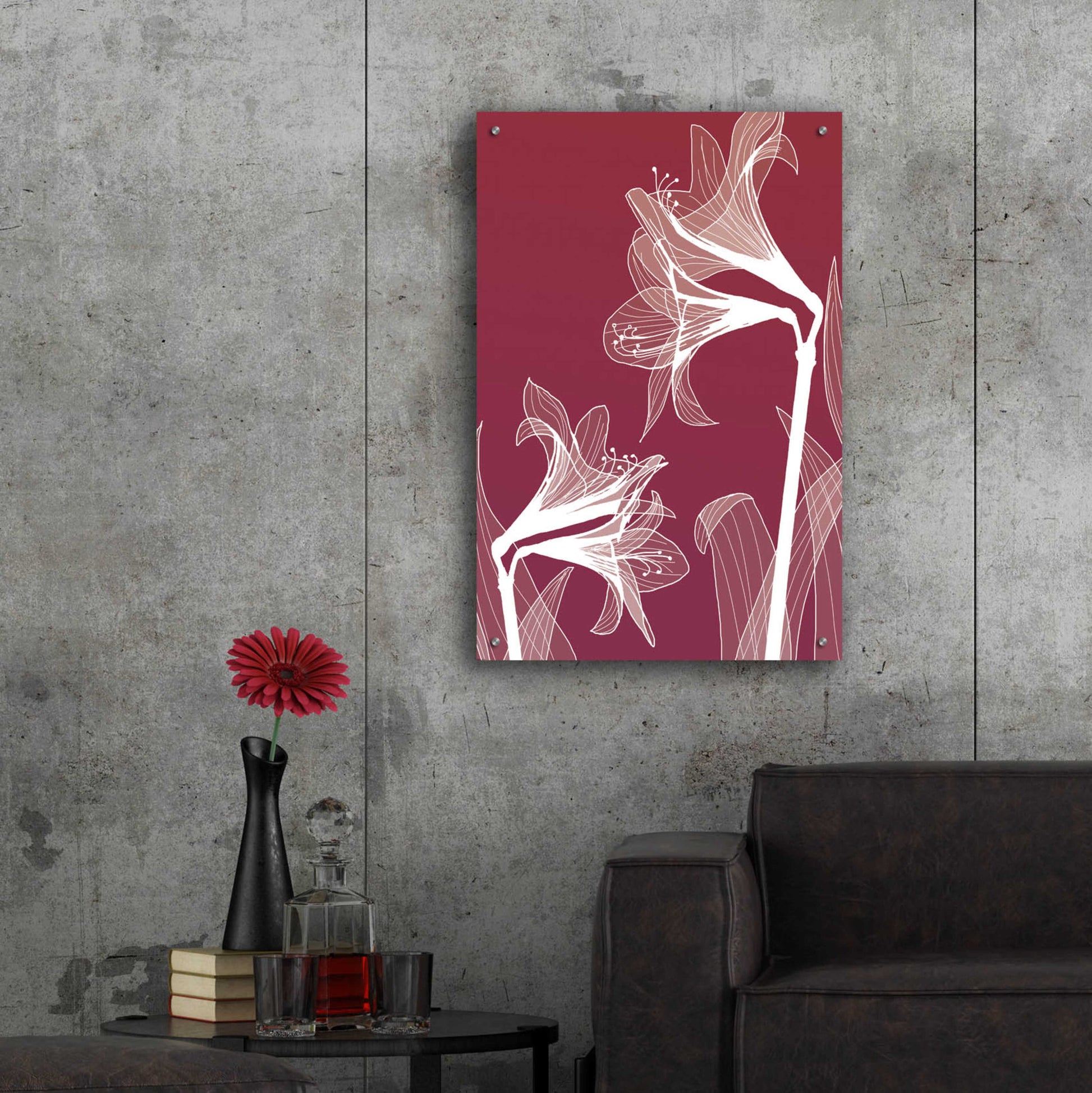 Epic Art 'X-ray Flowers Red' by GraphINC, Acrylic Glass Wall Art,24x36