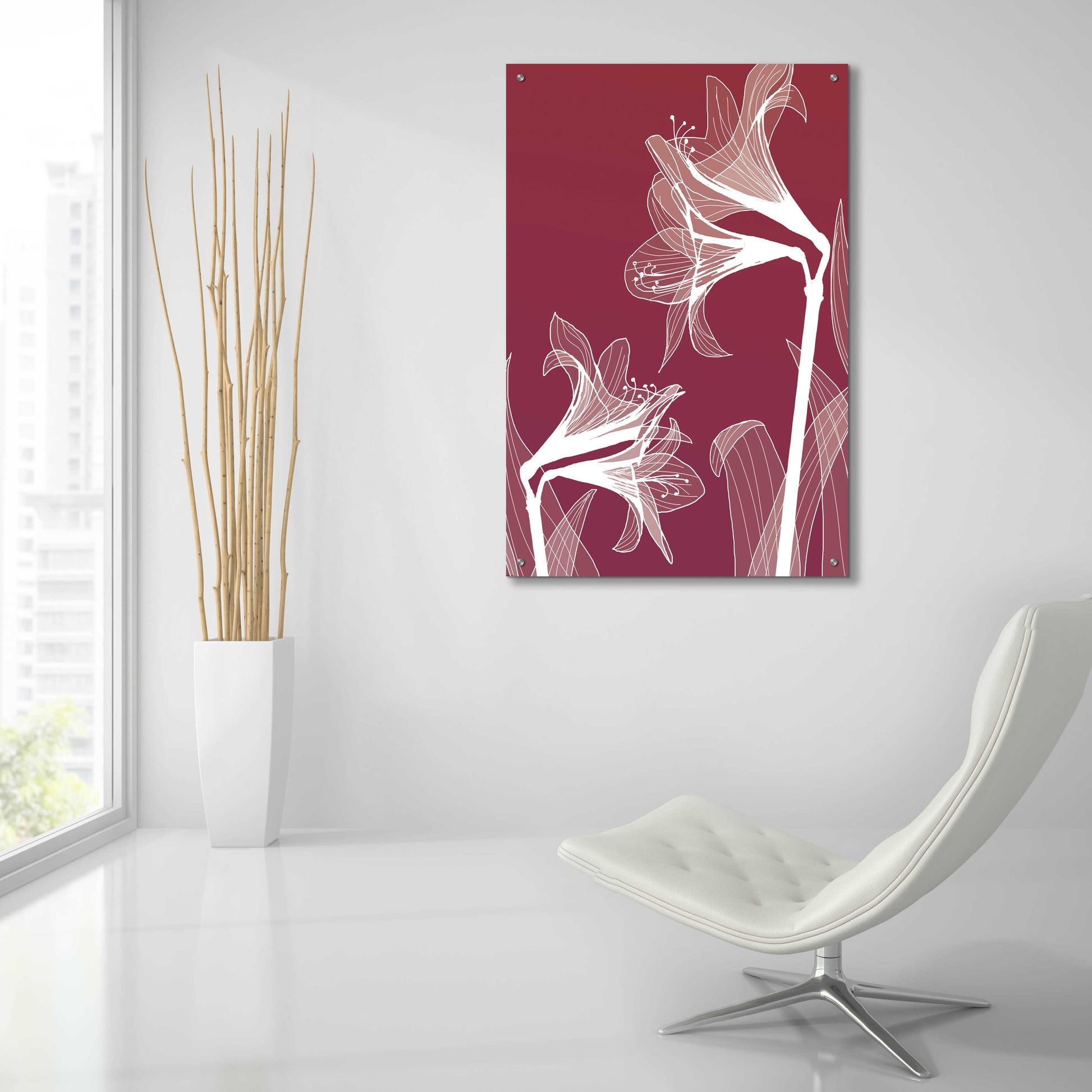 Epic Art 'X-ray Flowers Red' by GraphINC, Acrylic Glass Wall Art,24x36