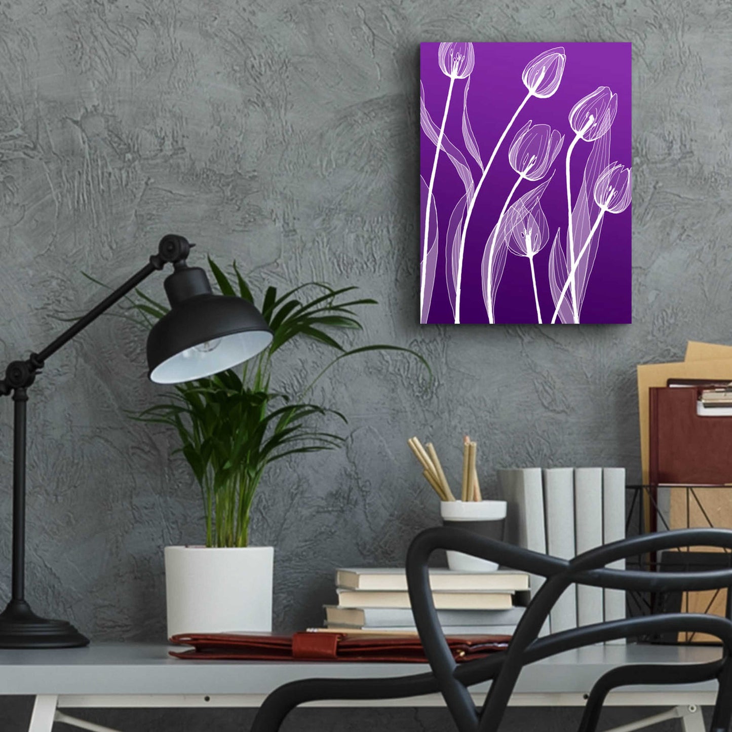 Epic Art 'X-ray Flowers Purple' by GraphINC, Acrylic Glass Wall Art,12x16