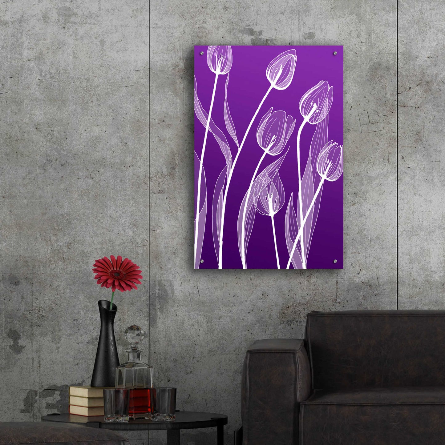 Epic Art 'X-ray Flowers Purple' by GraphINC, Acrylic Glass Wall Art,24x36