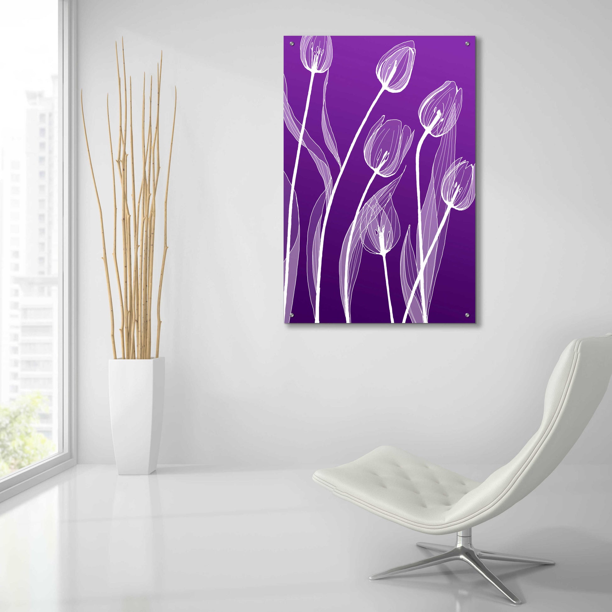 Epic Art 'X-ray Flowers Purple' by GraphINC, Acrylic Glass Wall Art,24x36