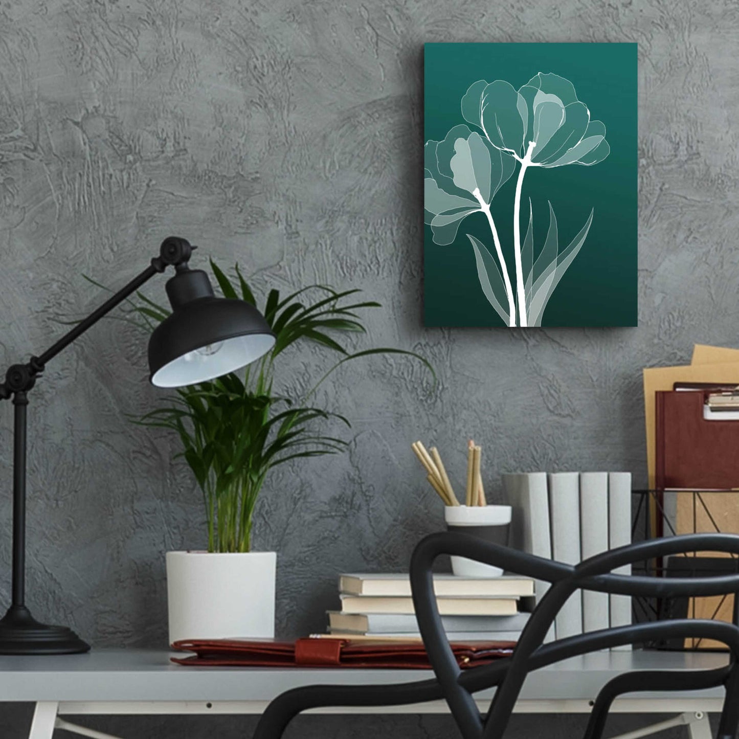 Epic Art 'X-ray Flowers Green' by GraphINC, Acrylic Glass Wall Art,12x16