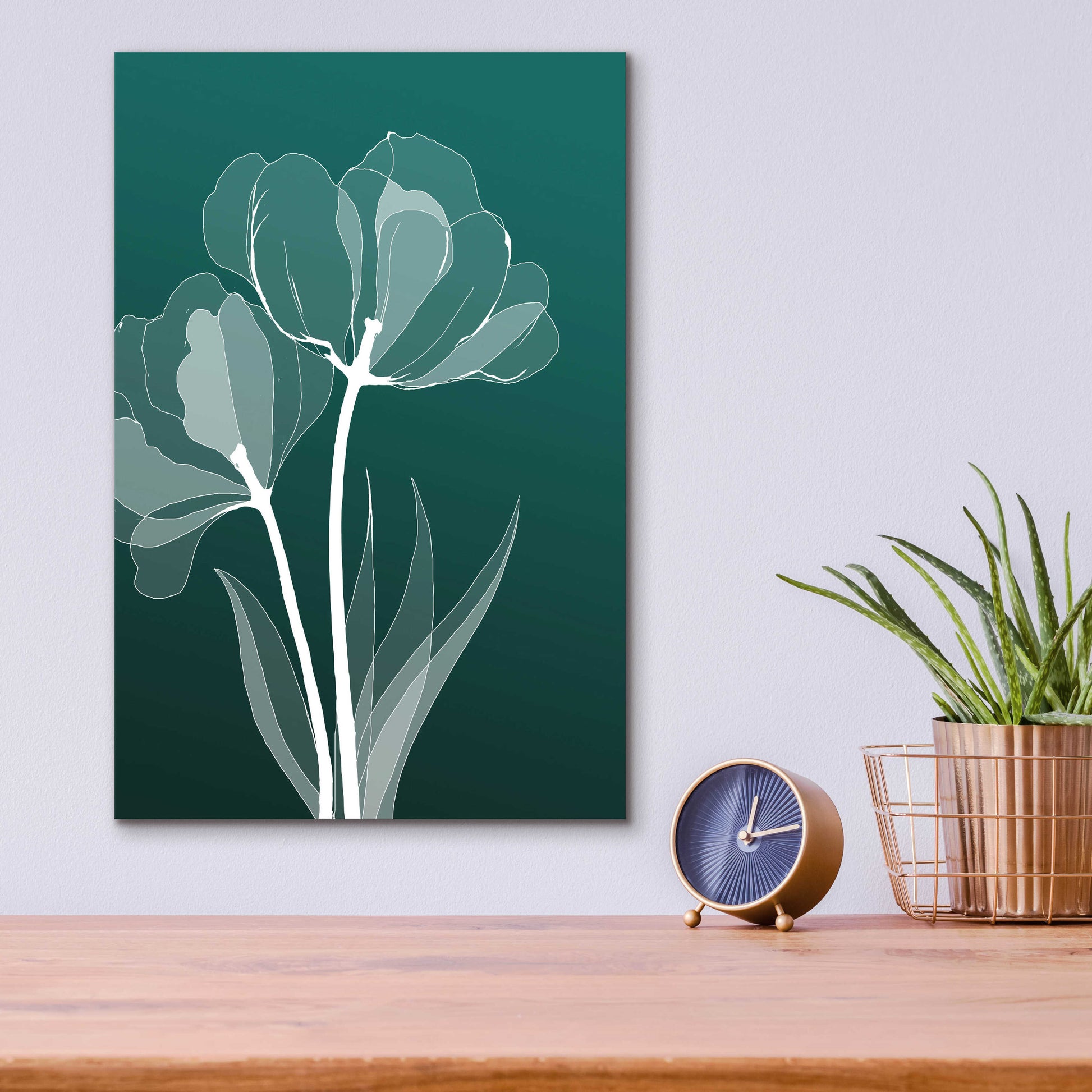 Epic Art 'X-ray Flowers Green' by GraphINC, Acrylic Glass Wall Art,12x16