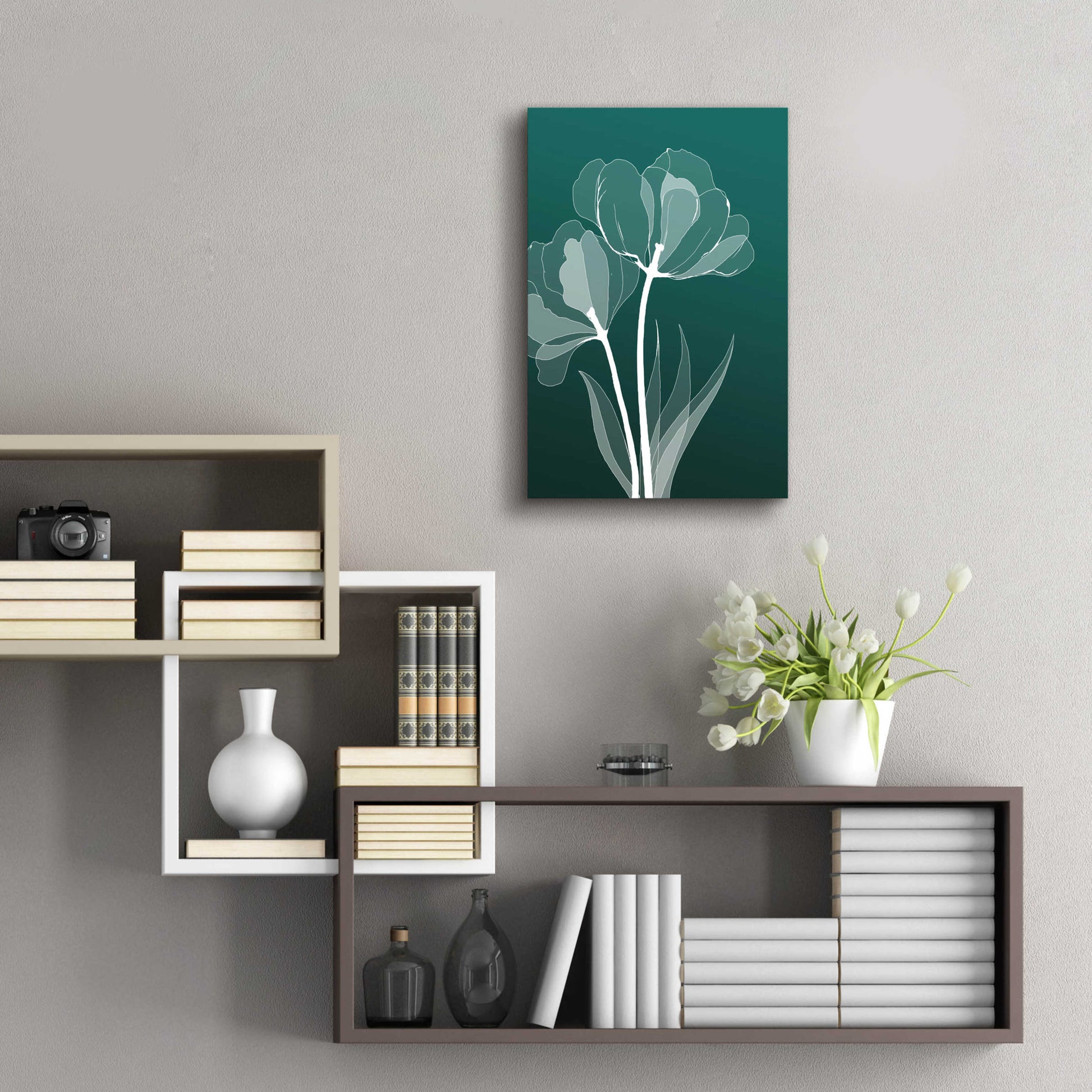 Epic Art 'X-ray Flowers Green' by GraphINC, Acrylic Glass Wall Art,16x24