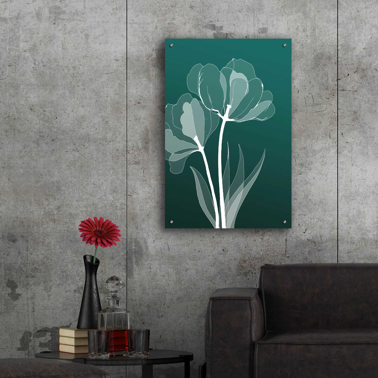 Epic Art 'X-ray Flowers Green' by GraphINC, Acrylic Glass Wall Art,24x36