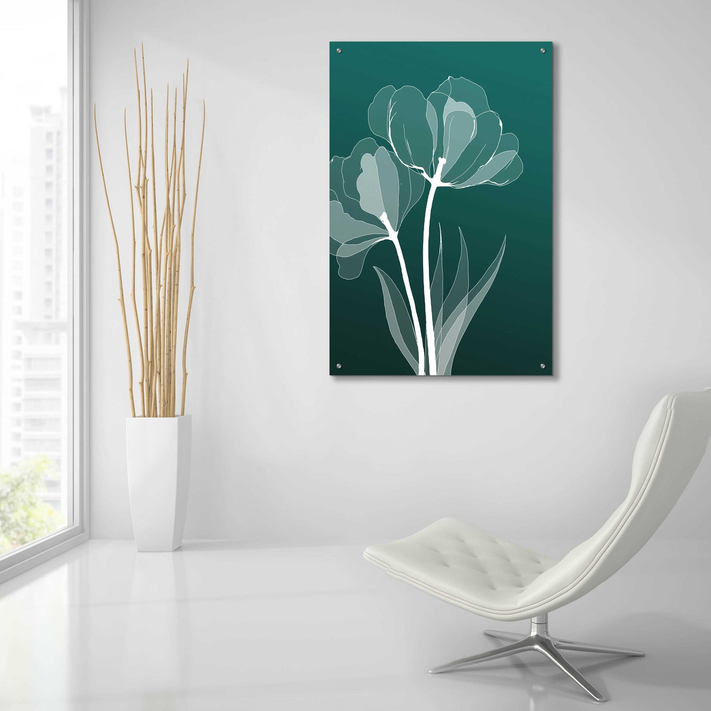 Epic Art 'X-ray Flowers Green' by GraphINC, Acrylic Glass Wall Art,24x36