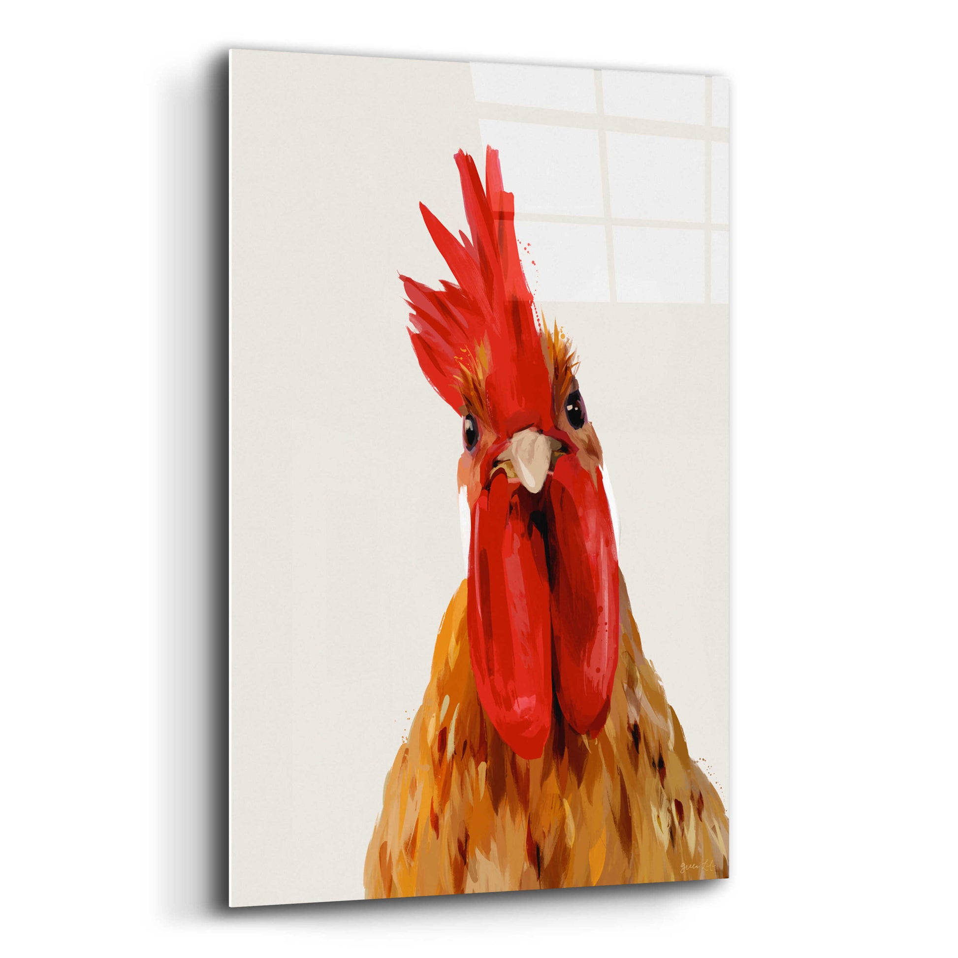 Epic Art 'Chicken or The Egg' by Green Lili, Acrylic Glass Wall Art,12x16