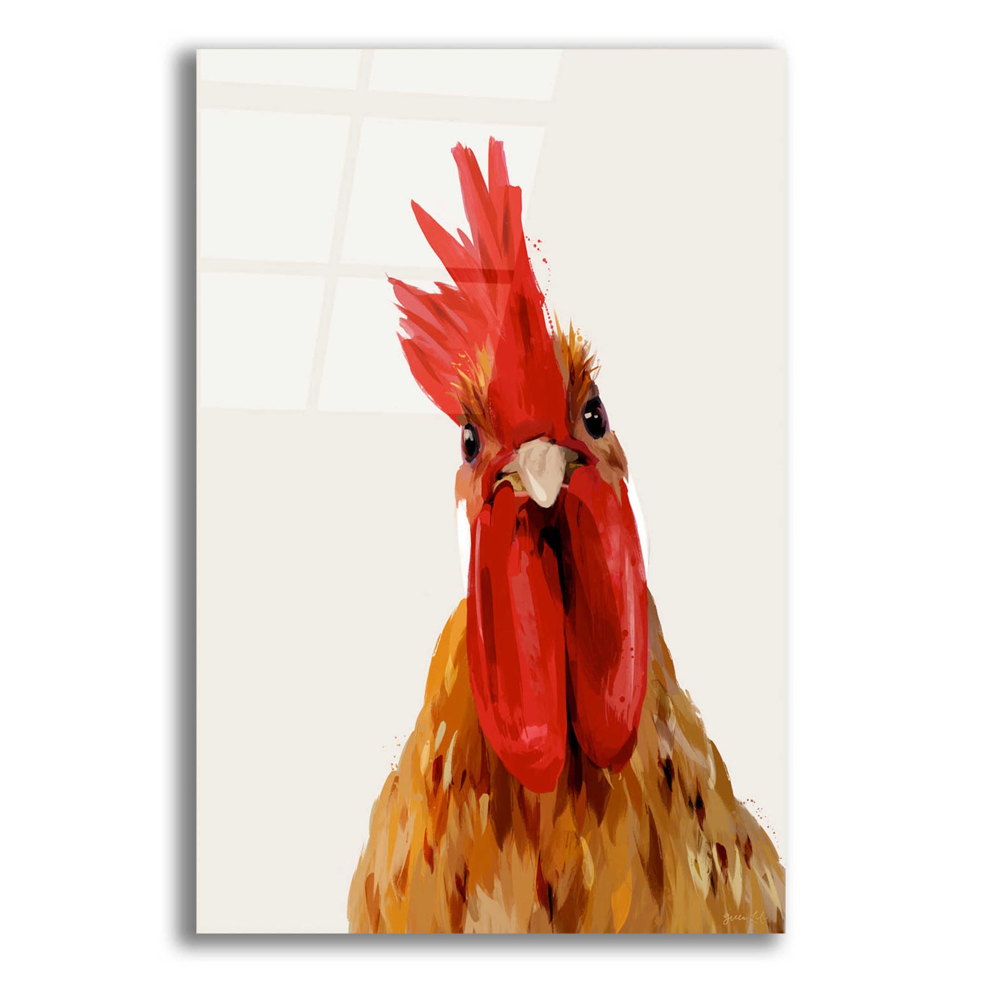 Epic Art 'Chicken or The Egg' by Green Lili, Acrylic Glass Wall Art,12x16