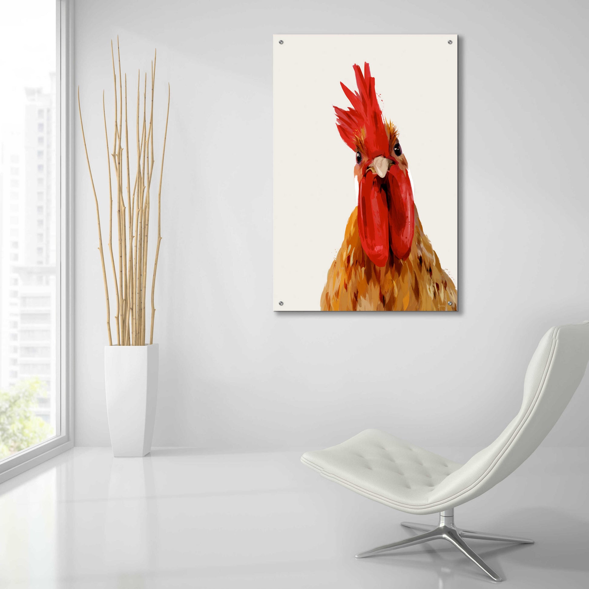 Epic Art 'Chicken or The Egg' by Green Lili, Acrylic Glass Wall Art,24x36