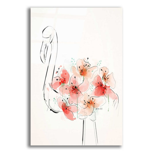 Epic Art 'Flamingo Flowers' by Green Lili, Acrylic Glass Wall Art