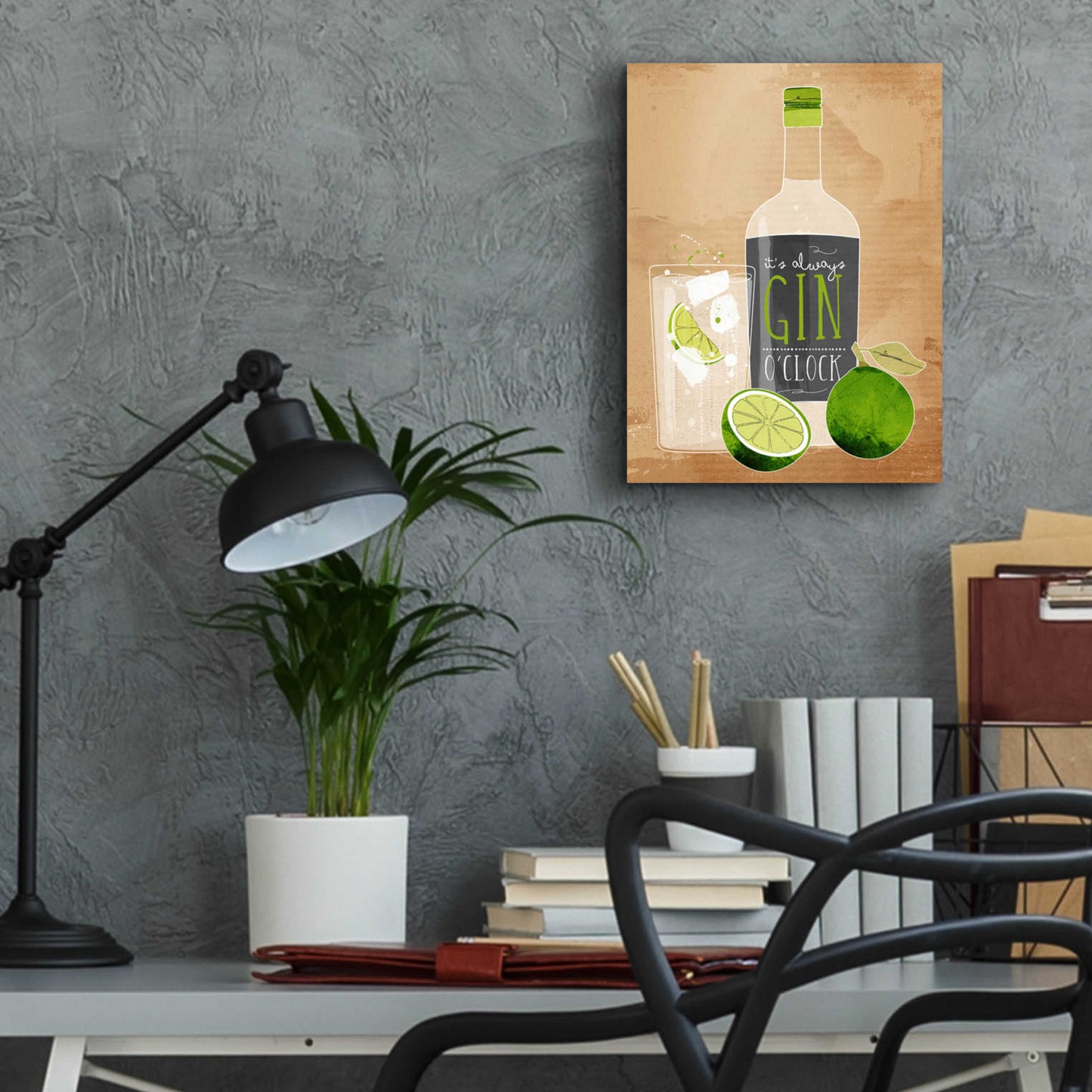 Epic Art 'Gin O’Clock' by Green Lili, Acrylic Glass Wall Art,12x16