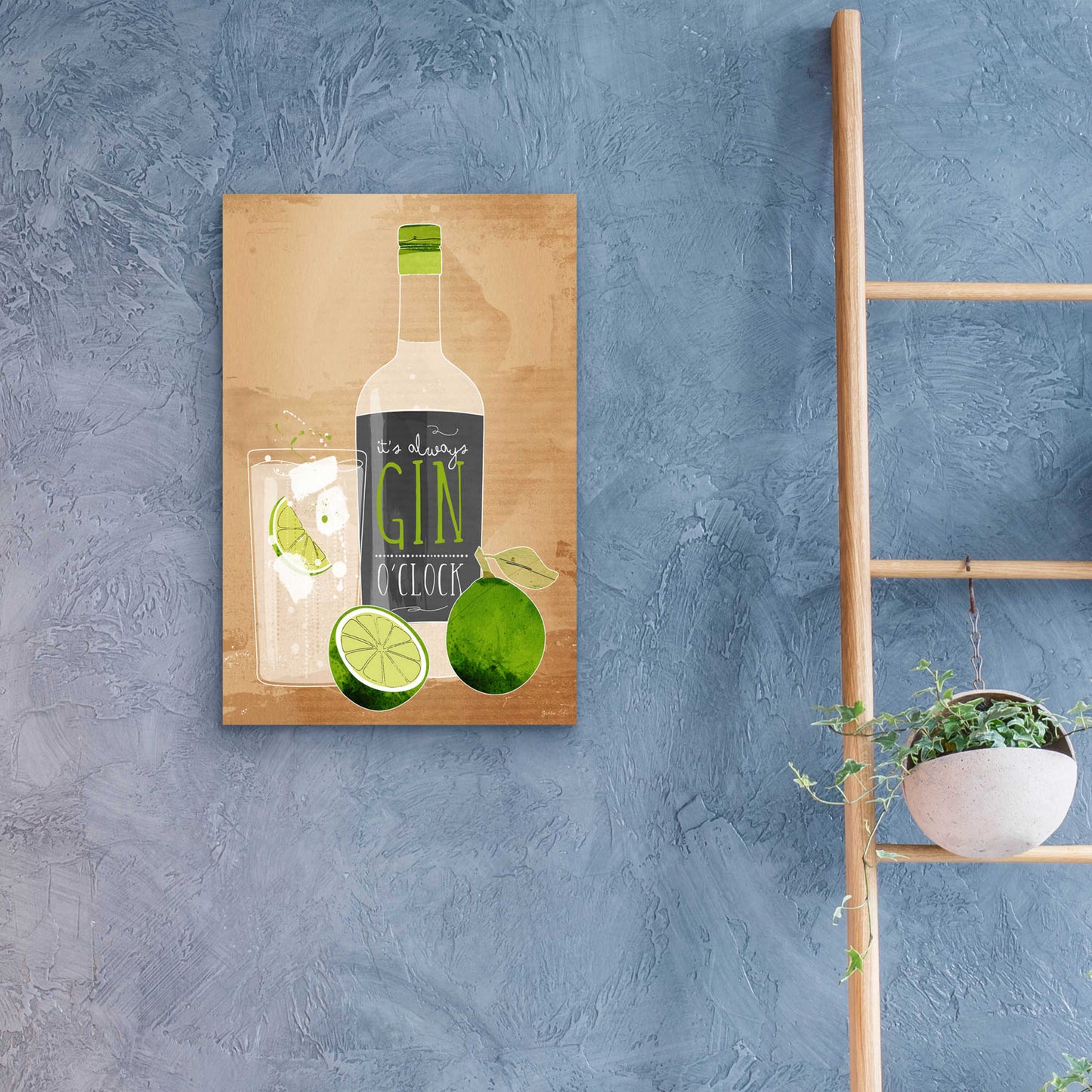 Epic Art 'Gin O’Clock' by Green Lili, Acrylic Glass Wall Art,16x24