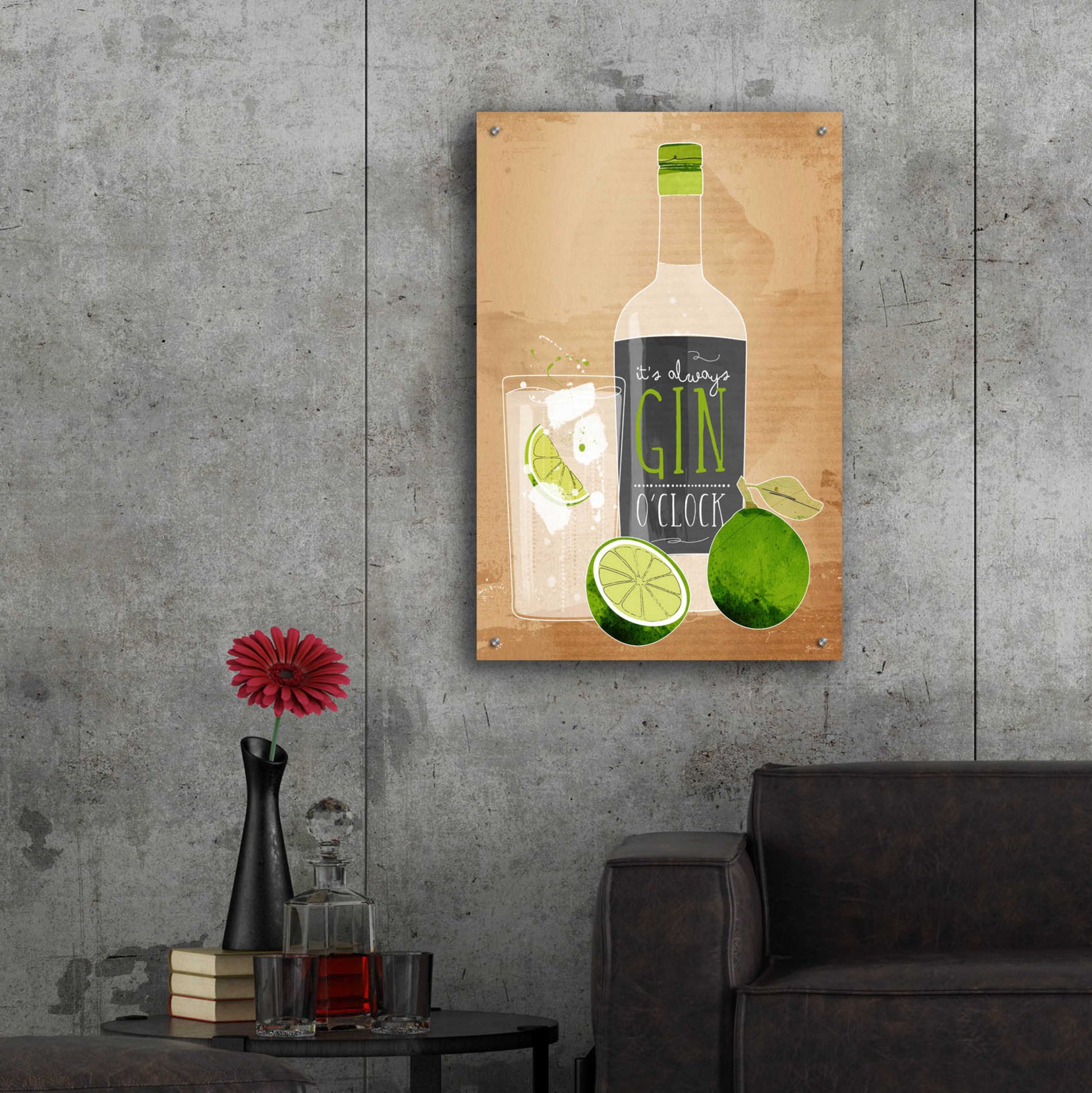 Epic Art 'Gin O’Clock' by Green Lili, Acrylic Glass Wall Art,24x36