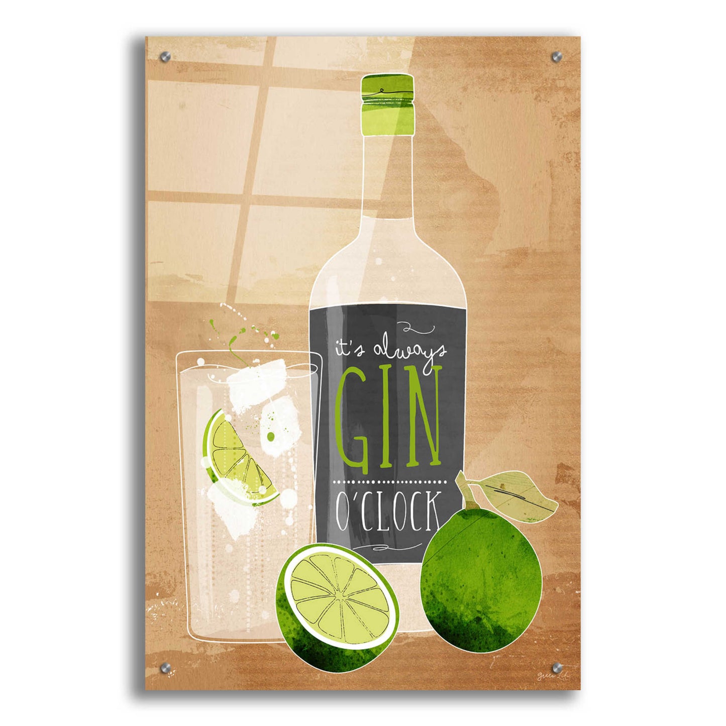 Epic Art 'Gin O’Clock' by Green Lili, Acrylic Glass Wall Art,24x36