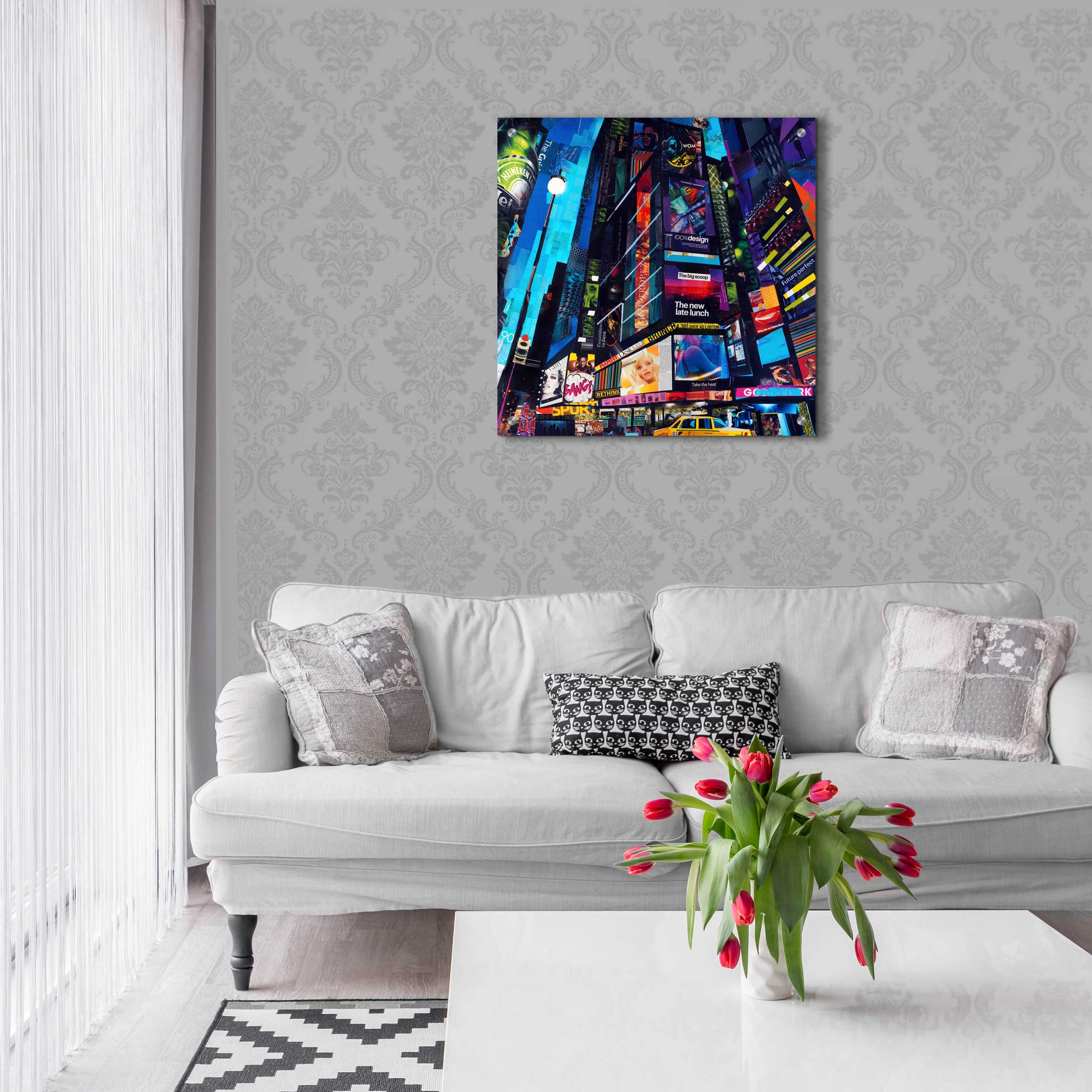 Epic Art 'City Night' by Grey, Acrylic Glass Wall Art,24x24