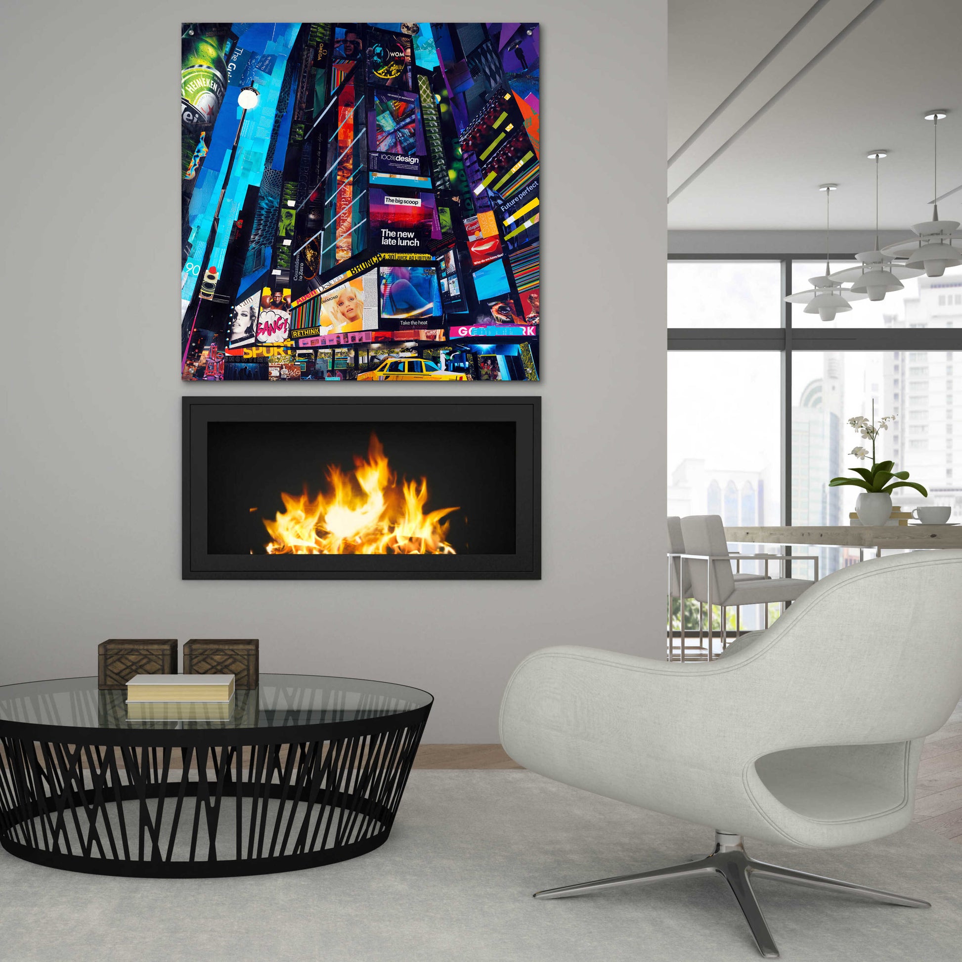 Epic Art 'City Night' by Grey, Acrylic Glass Wall Art,36x36