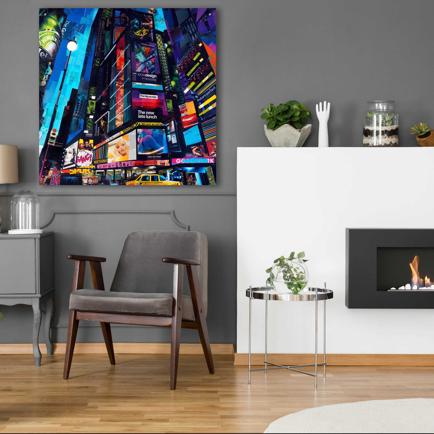 Epic Art 'City Night' by Grey, Acrylic Glass Wall Art,36x36