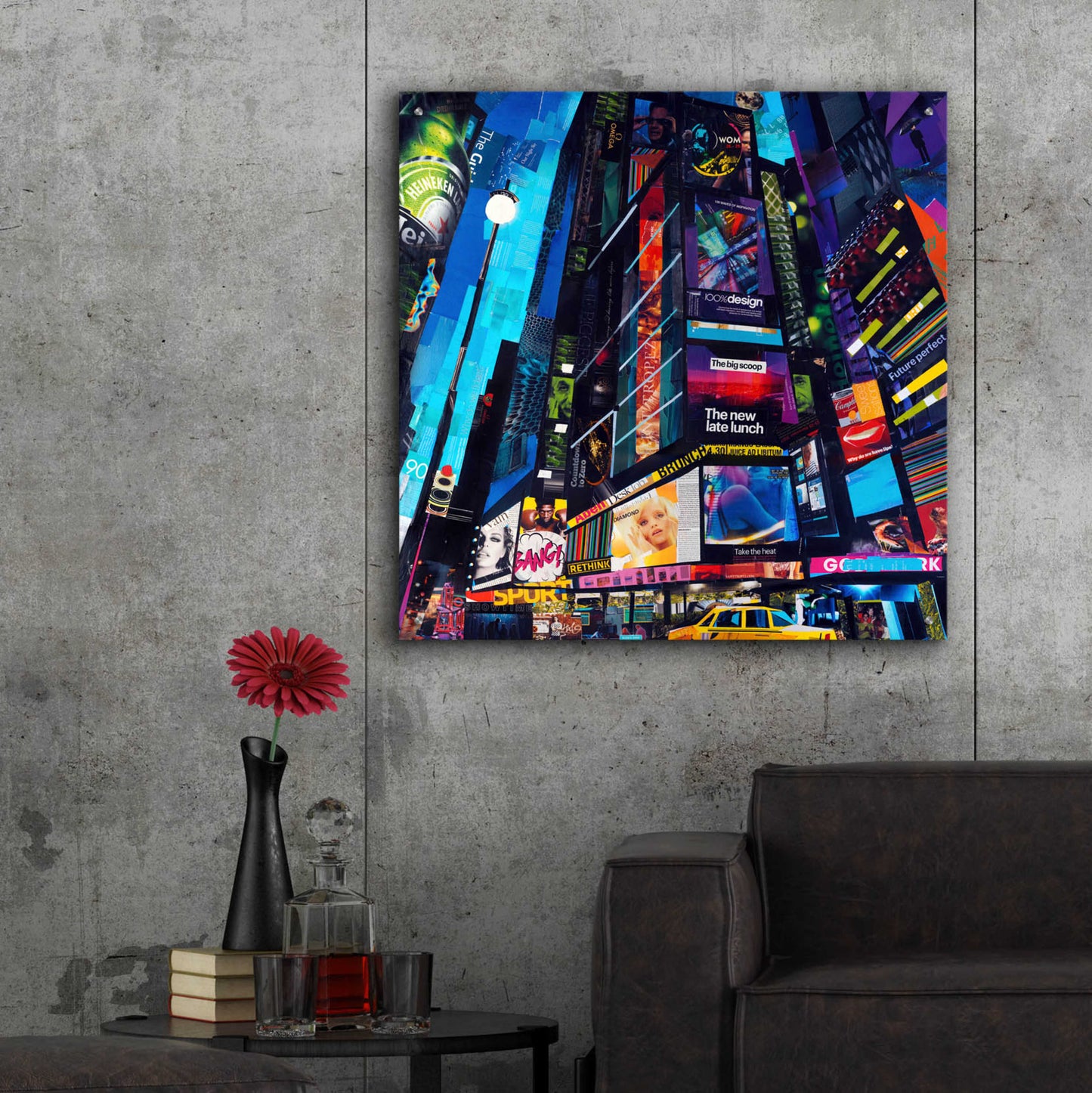 Epic Art 'City Night' by Grey, Acrylic Glass Wall Art,36x36