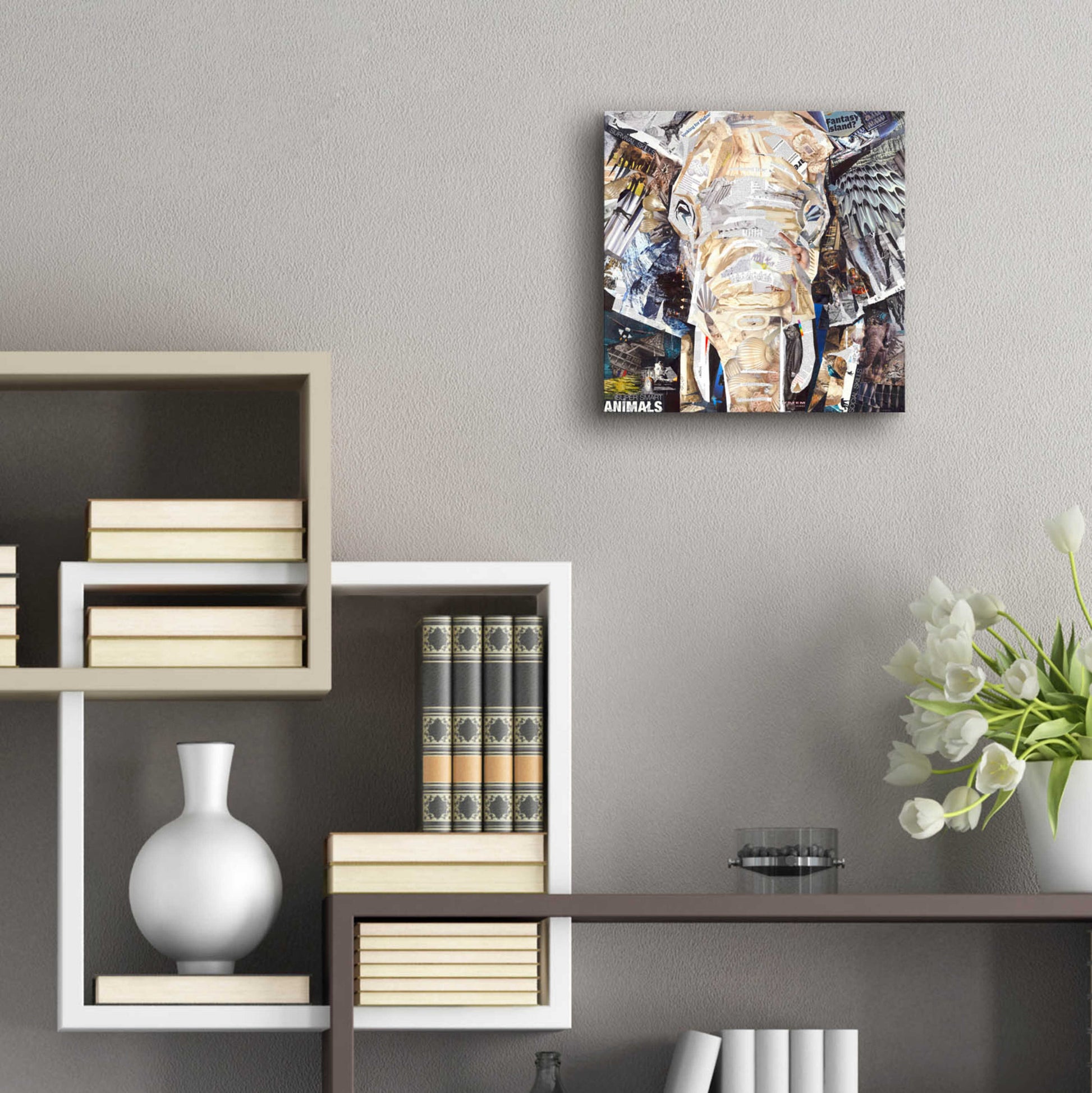 Epic Art 'Elephants Gaze' by Grey, Acrylic Glass Wall Art,12x12