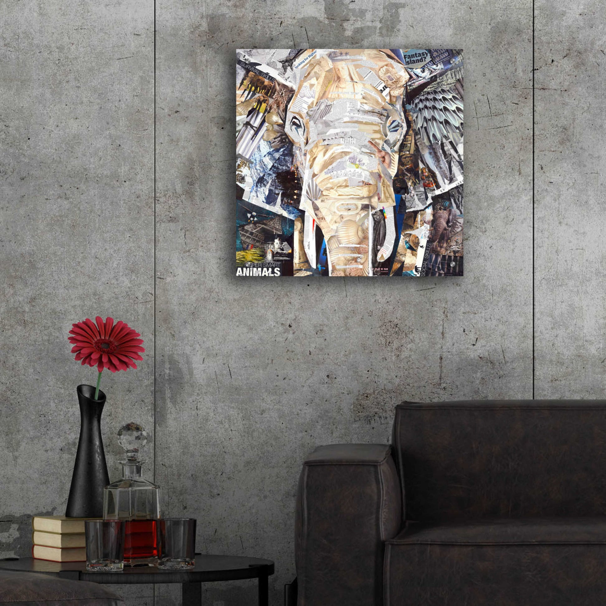 Epic Art 'Elephants Gaze' by Grey, Acrylic Glass Wall Art,24x24