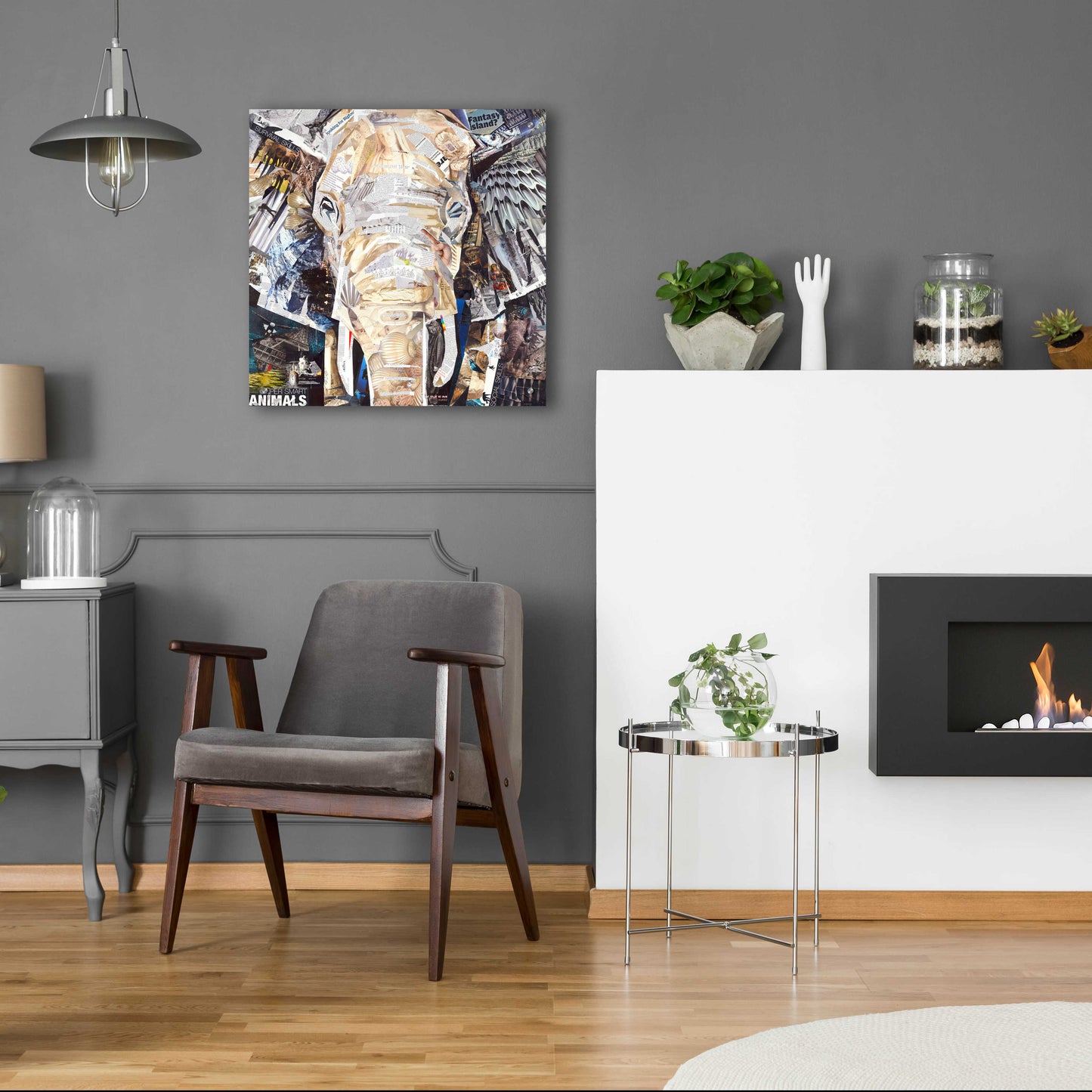 Epic Art 'Elephants Gaze' by Grey, Acrylic Glass Wall Art,24x24