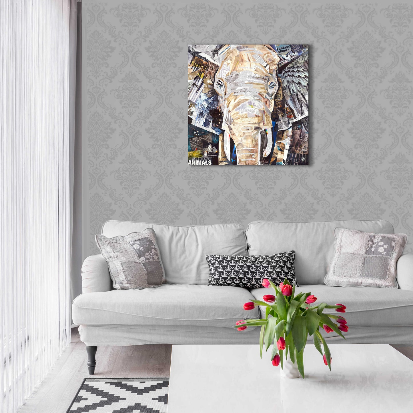 Epic Art 'Elephants Gaze' by Grey, Acrylic Glass Wall Art,24x24